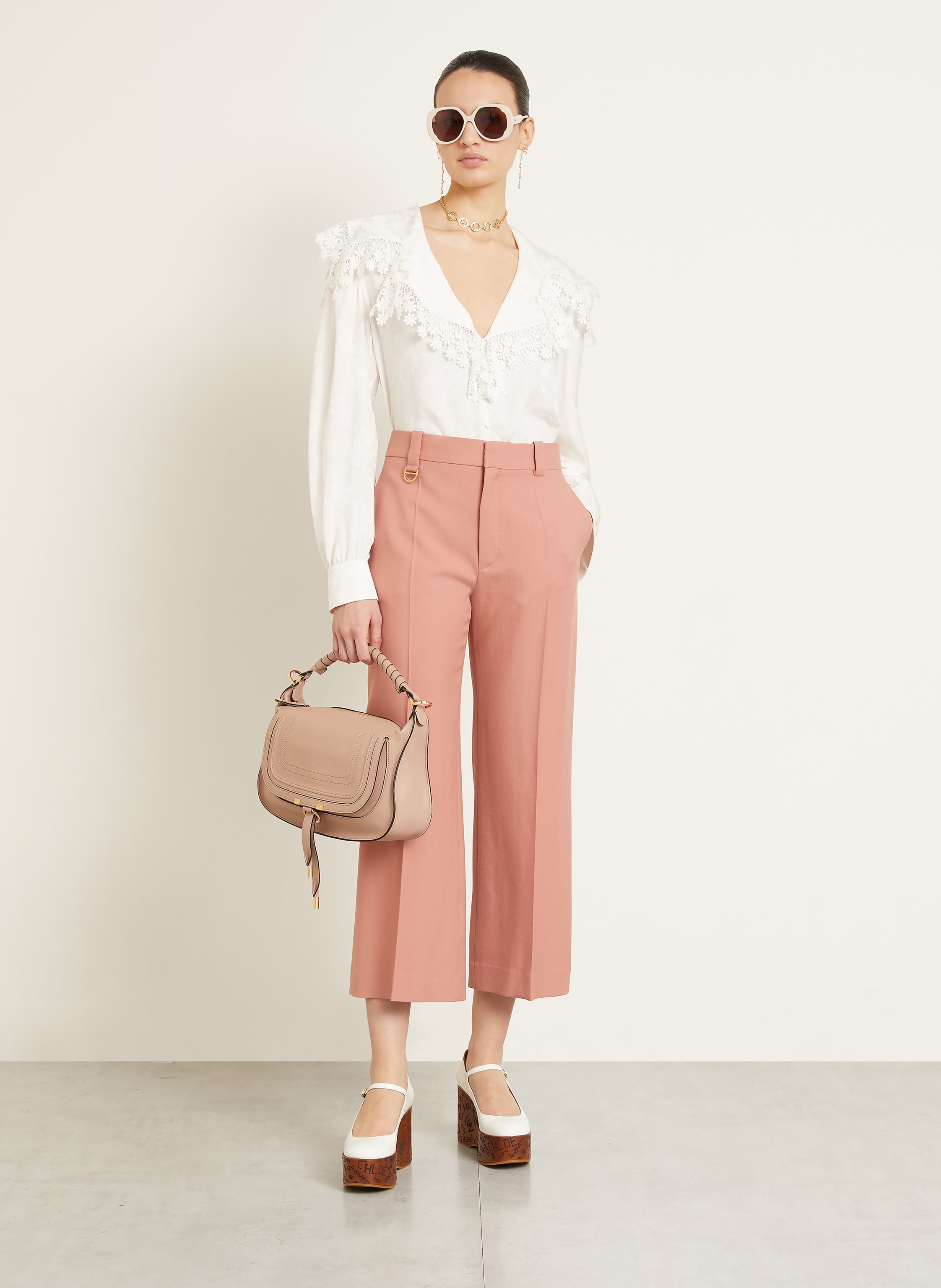 Thumbnail - Chloé Handtasche Marcie Small beige