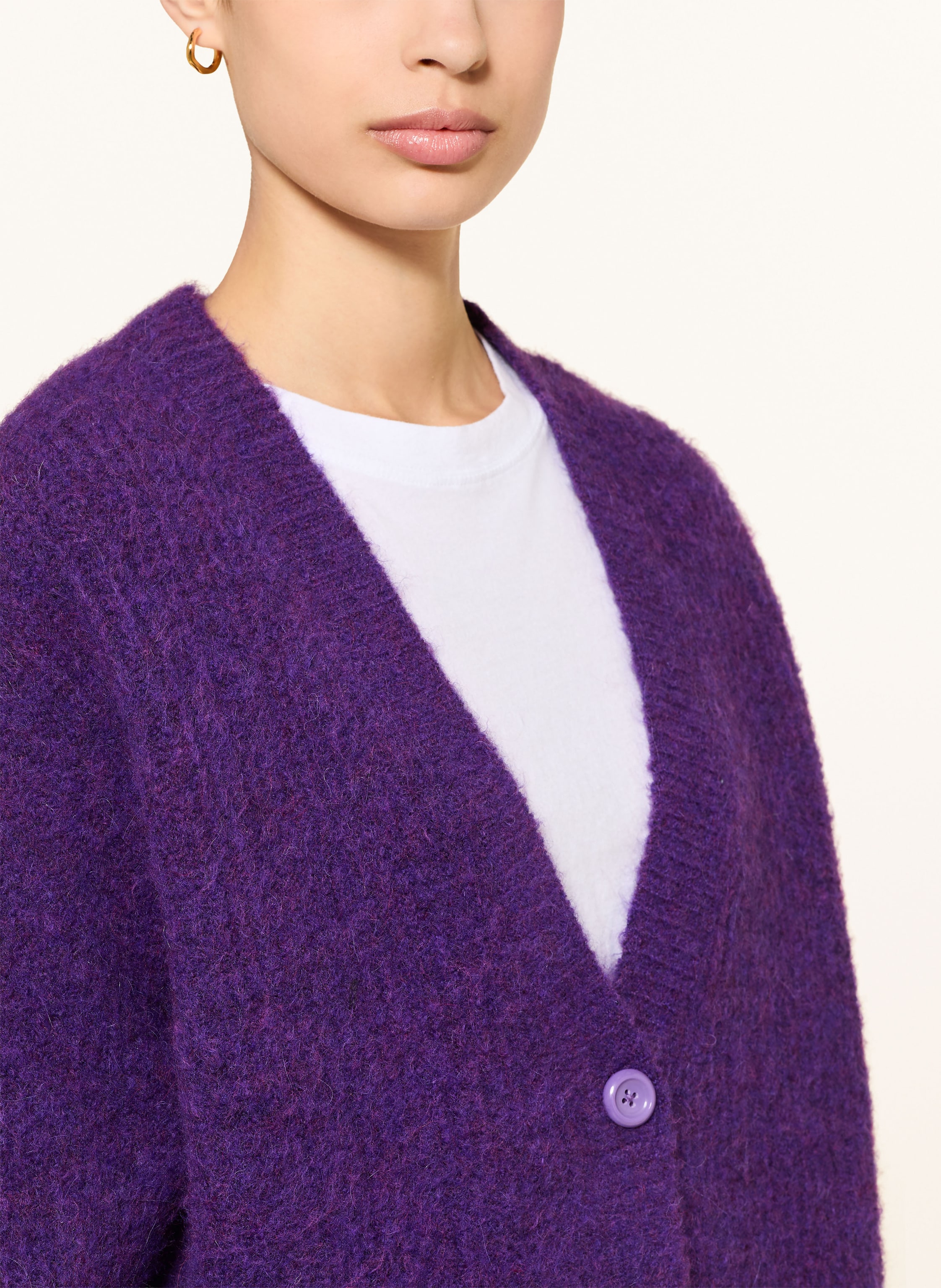 Thumbnail - American Vintage Strickjacke East Mit Alpaka lila