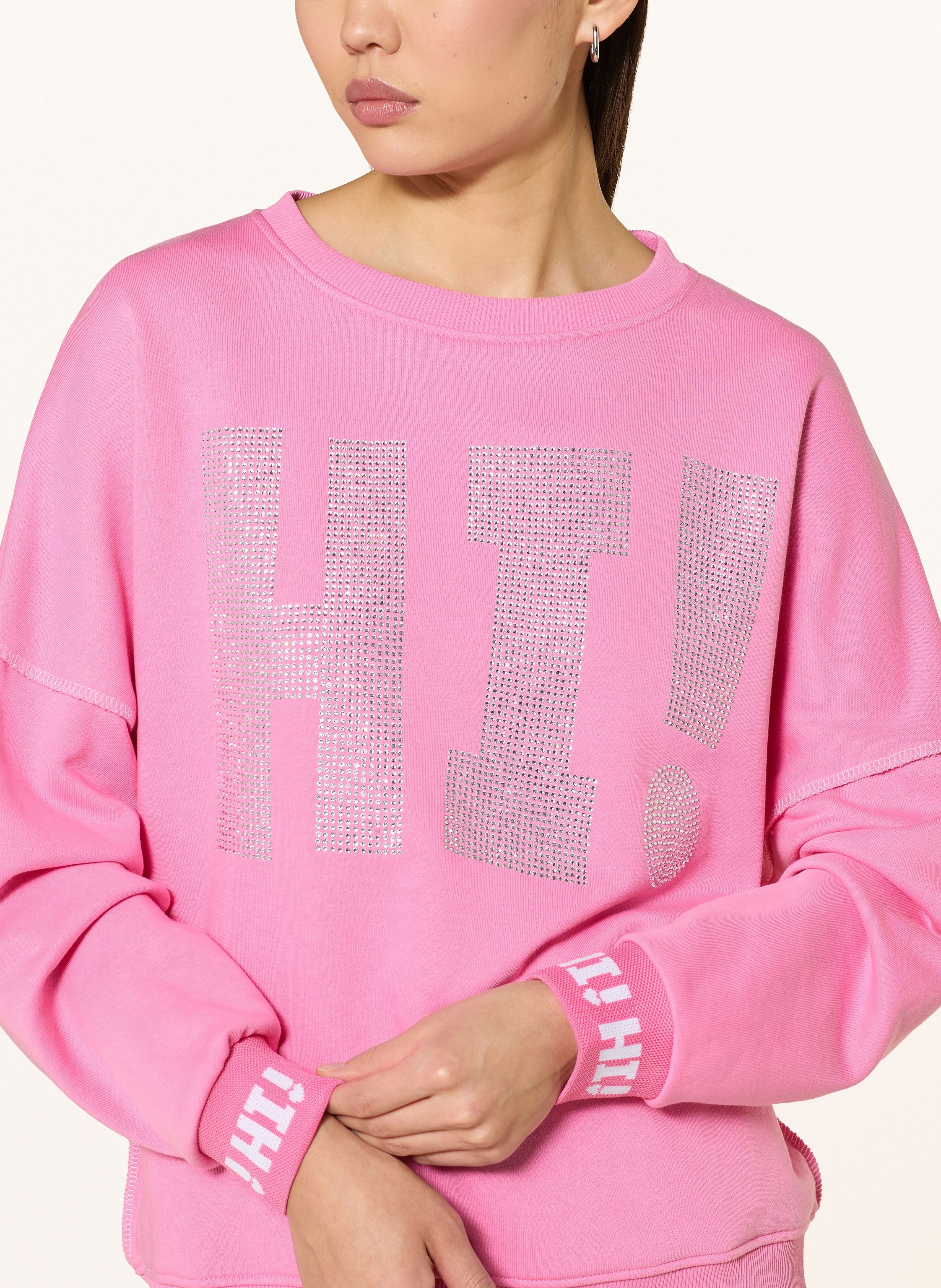 Thumbnail - Miss Goodlife Oversized-Sweatshirt Mit Schmucksteinen rosa