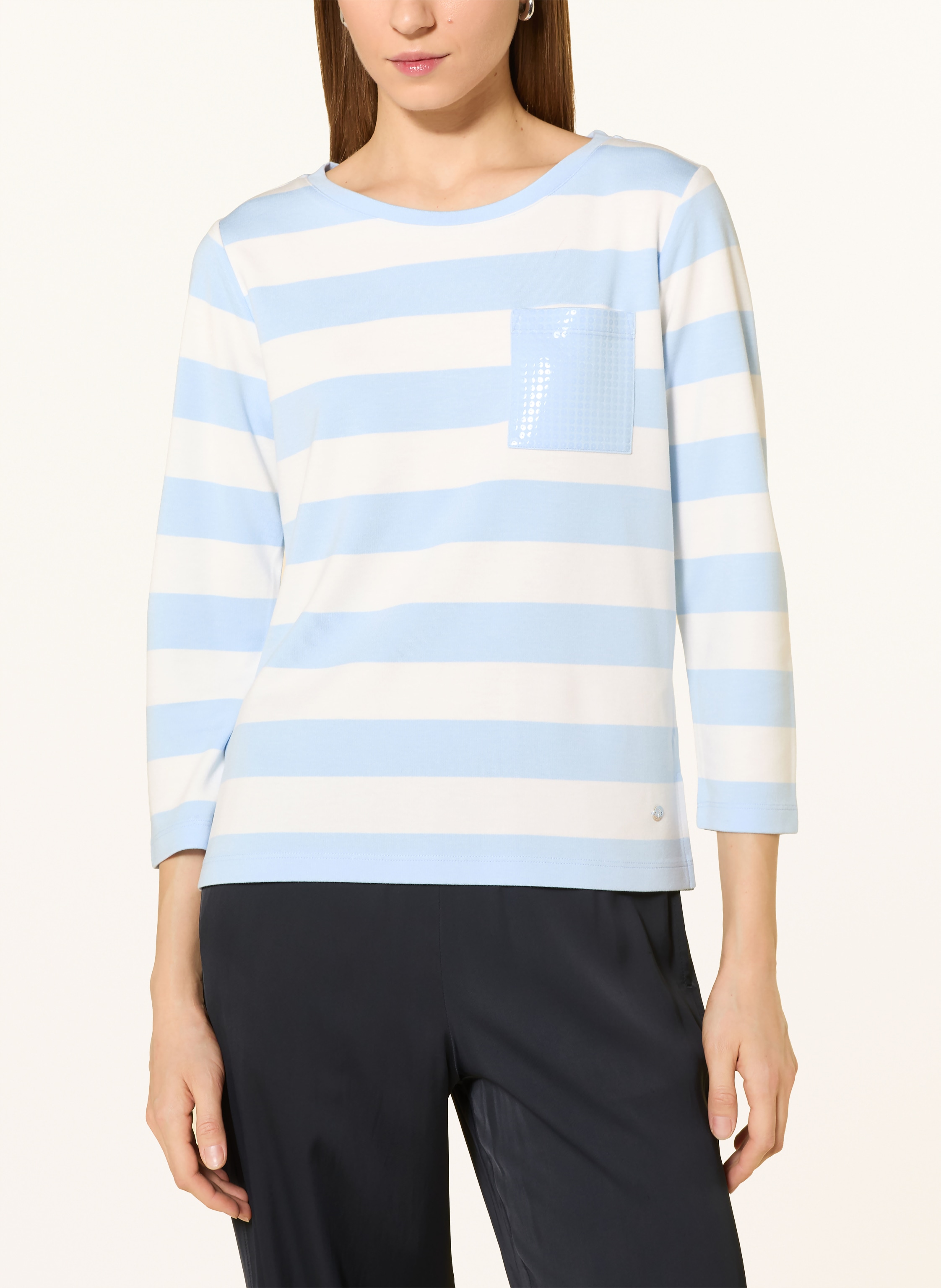 Thumbnail - Monari Shirt Mit 3/4-Arm Und Pailletten blau