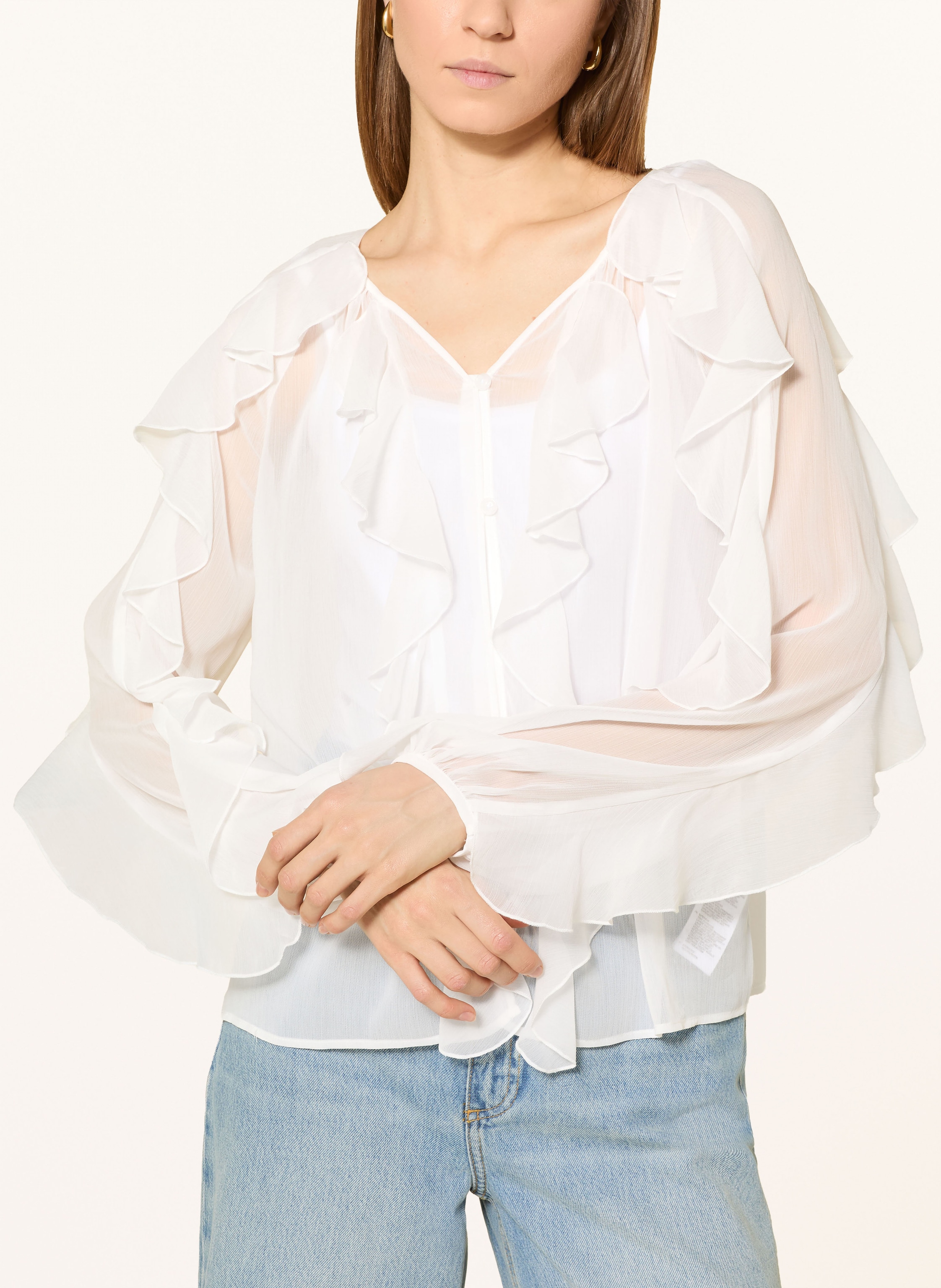 Thumbnail - Monari Bluse Mit Volants weiss