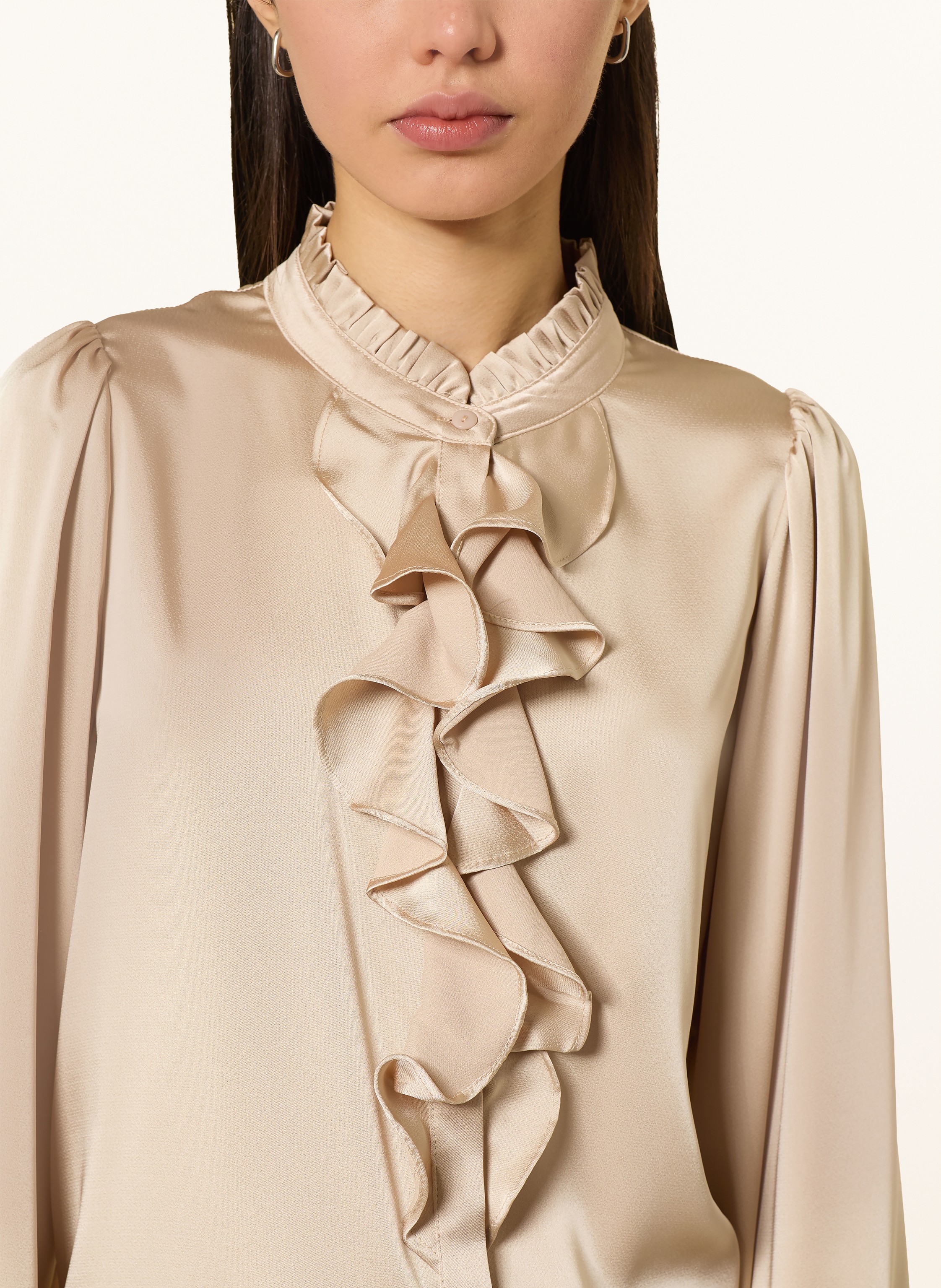 Thumbnail - Neo Noir Satinbluse Zamola Mit Volants beige