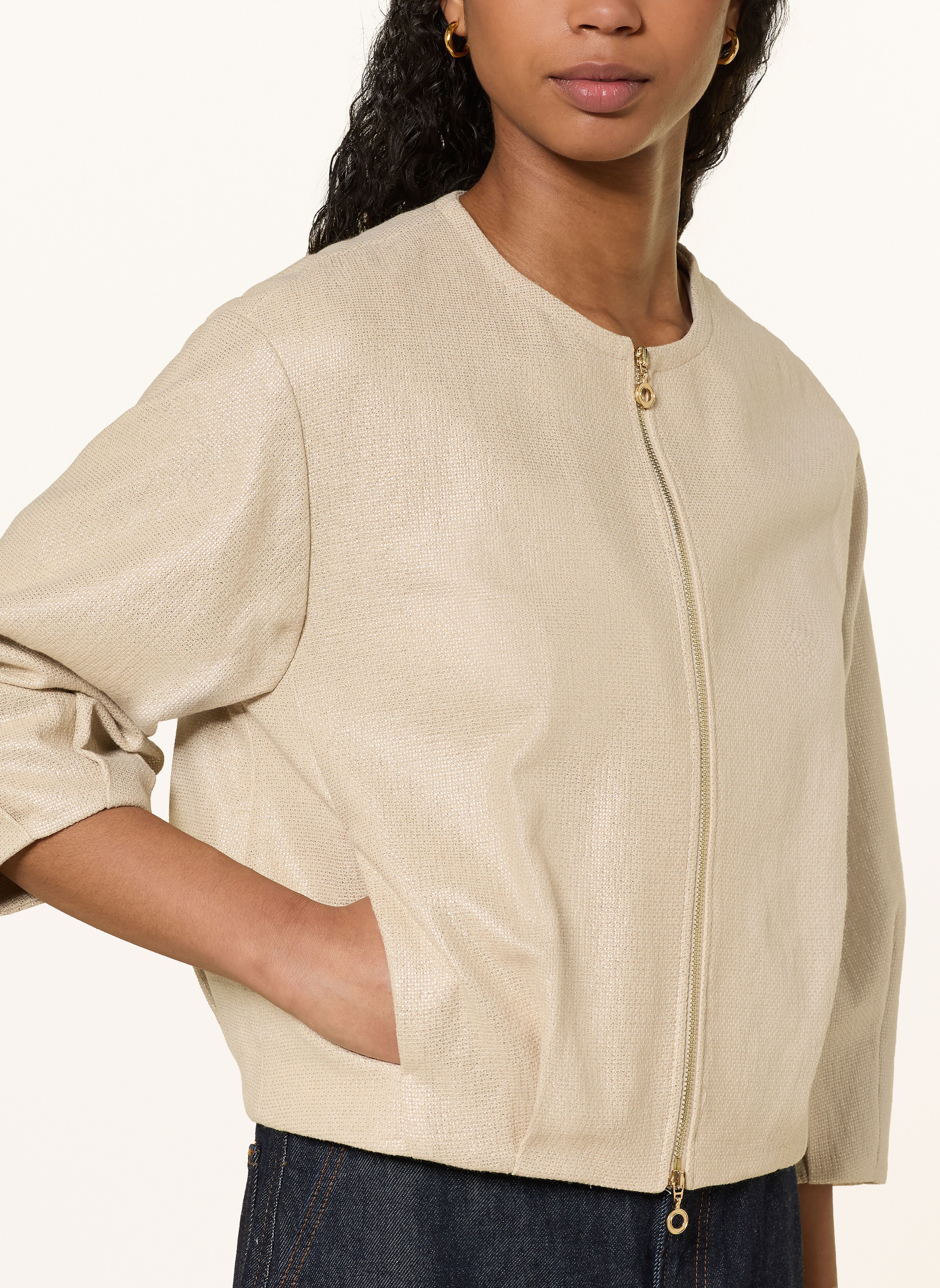 Thumbnail - Lilienfels Blouson Mit 3/4-Arm Und Glitzergarn beige