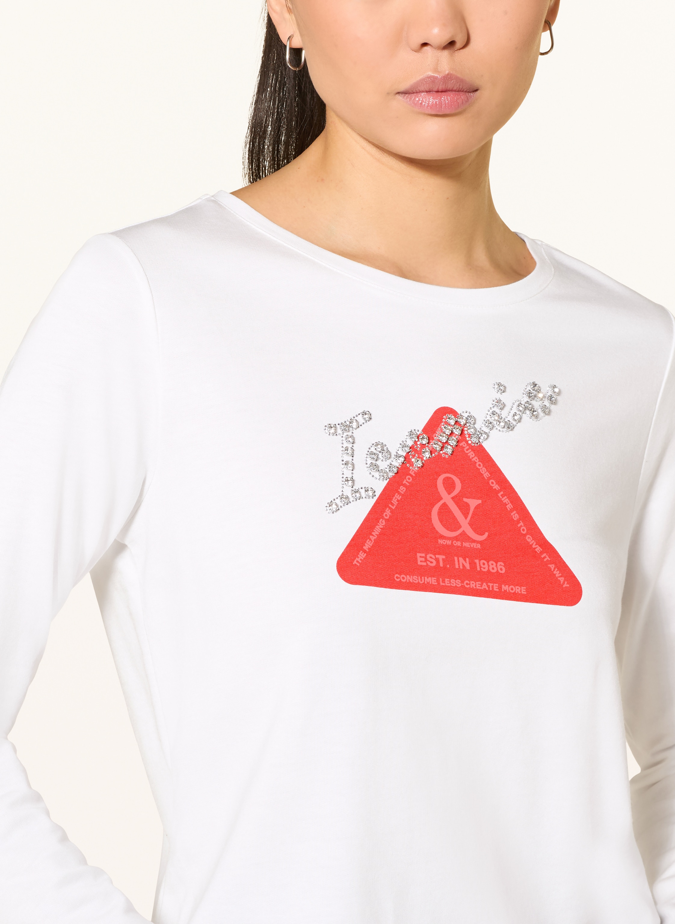 Thumbnail - Monari Longsleeve Mit Schmucksteinen weiss