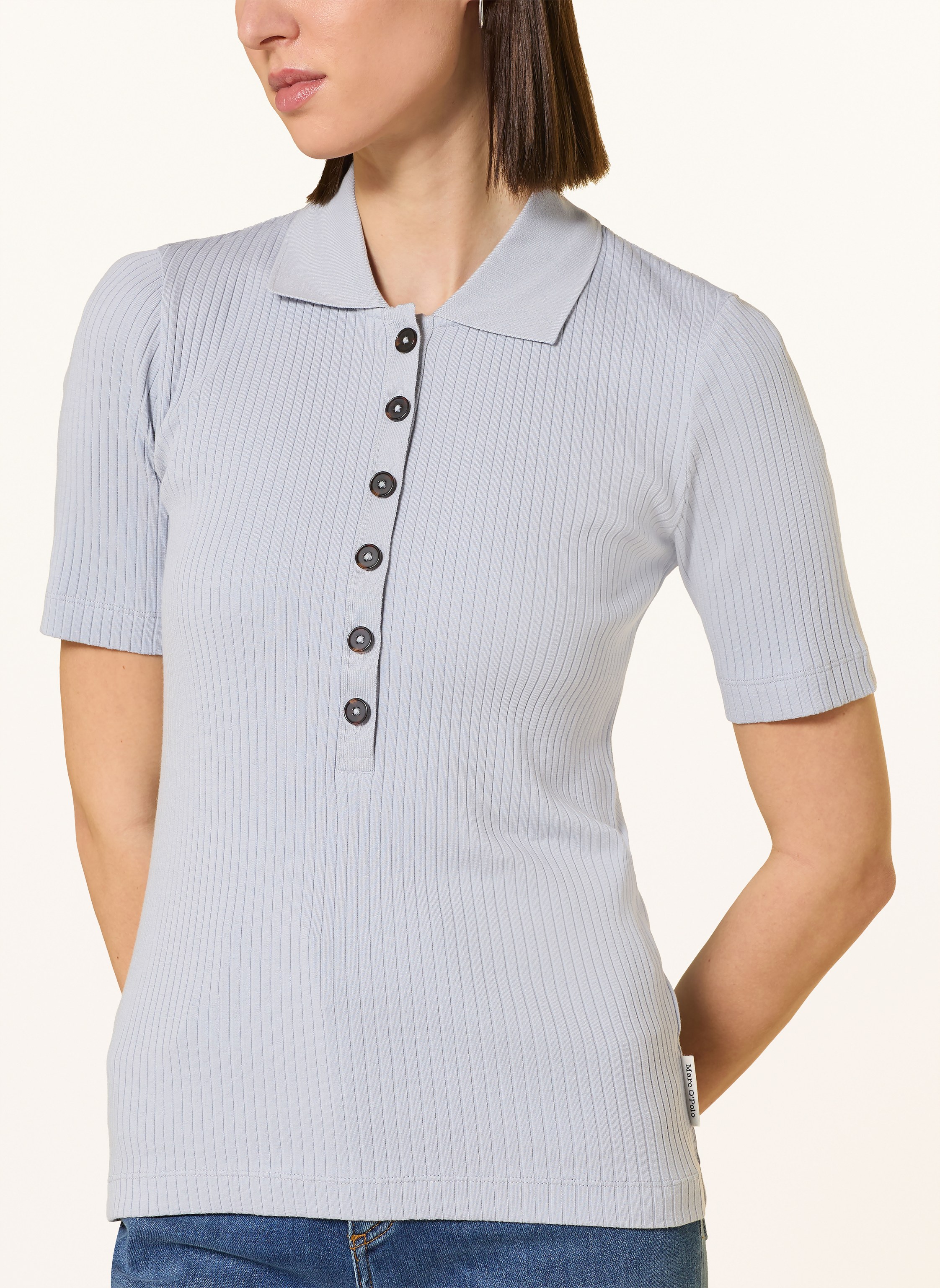 Thumbnail - Marc O'polo Strick-Poloshirt grau