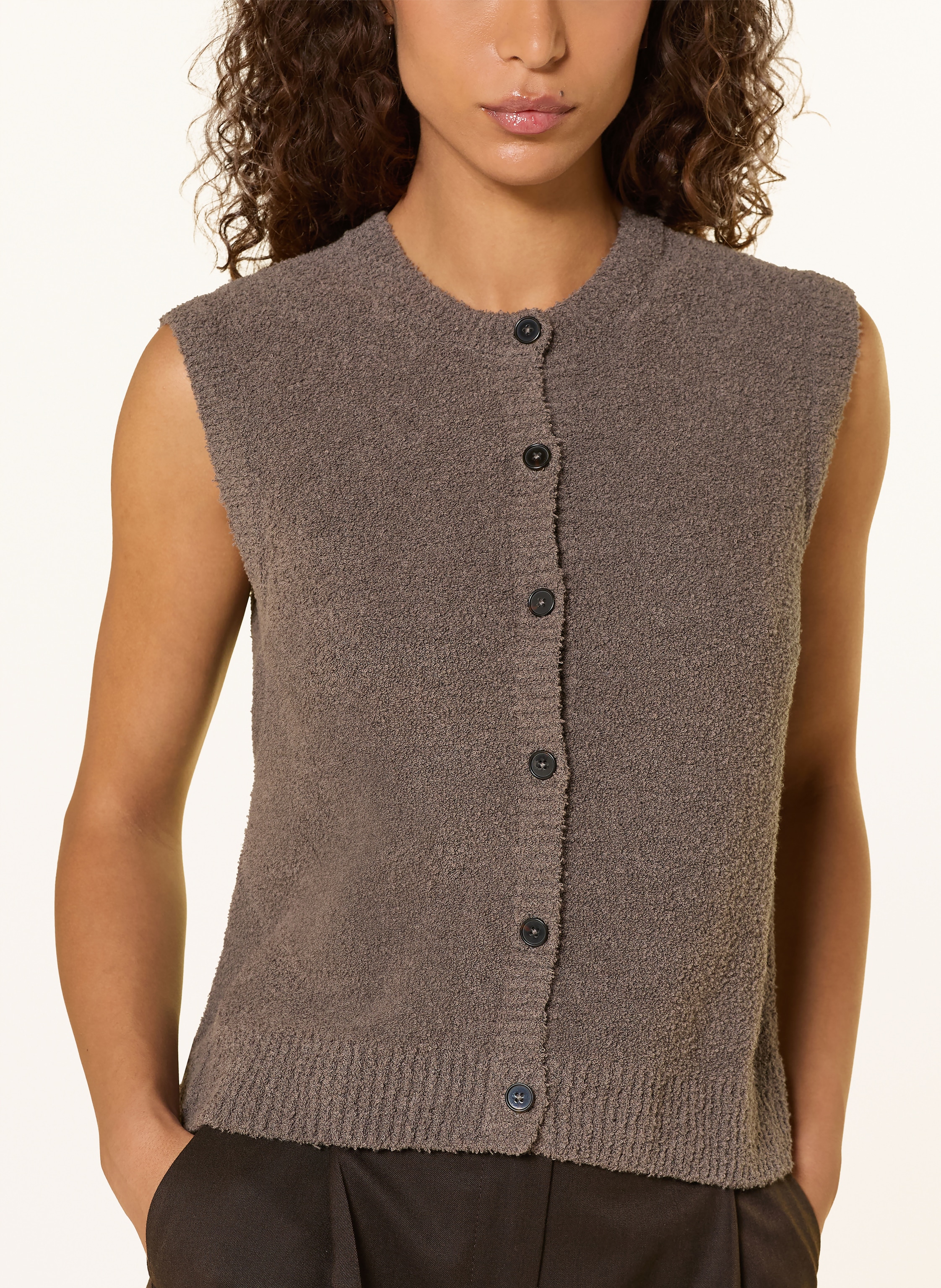 Thumbnail - Marc O'polo Strickweste Aus Bouclé braun