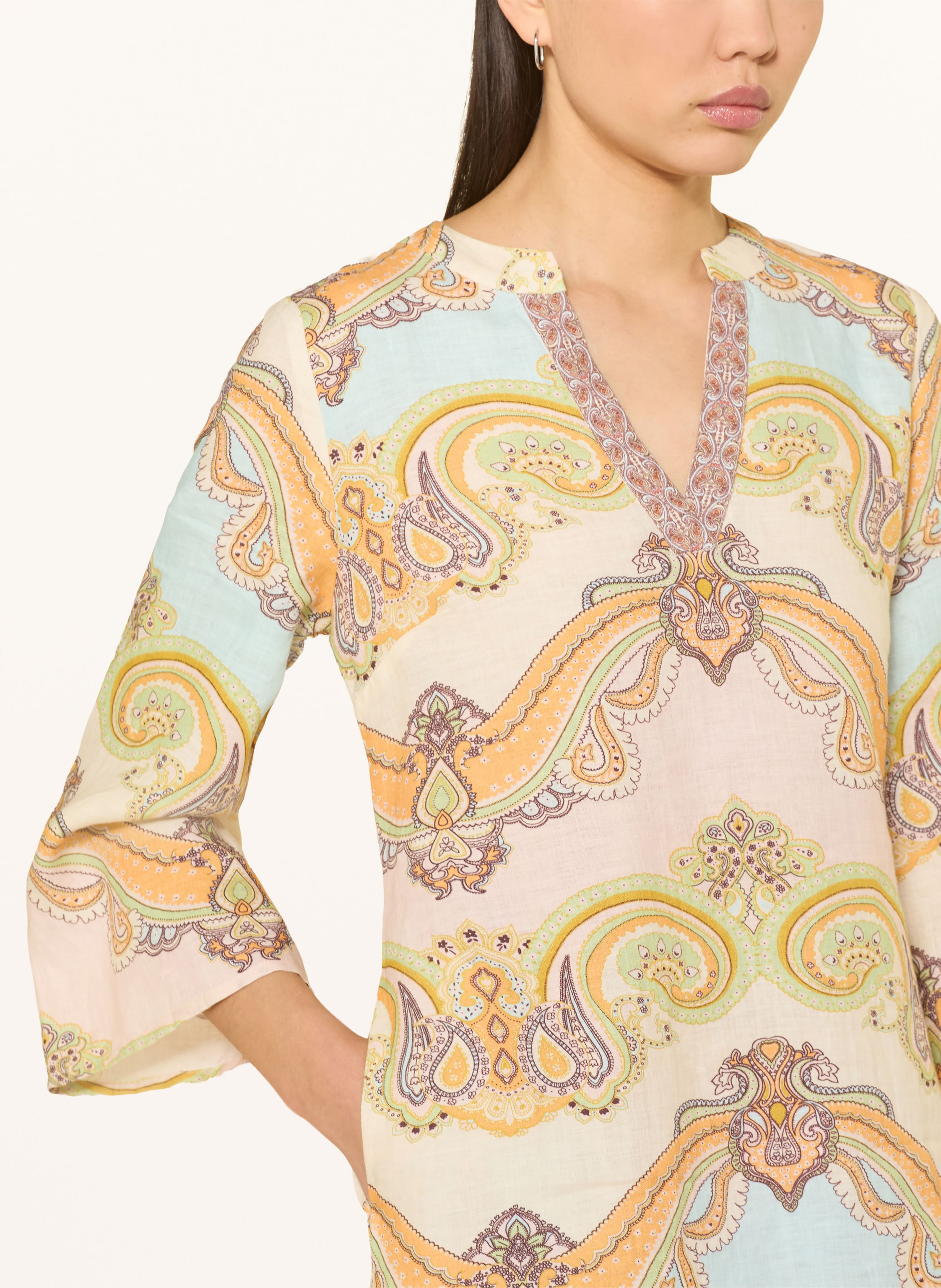 Thumbnail - Angoor Leinenkleid Mit 3/4-Arm orange