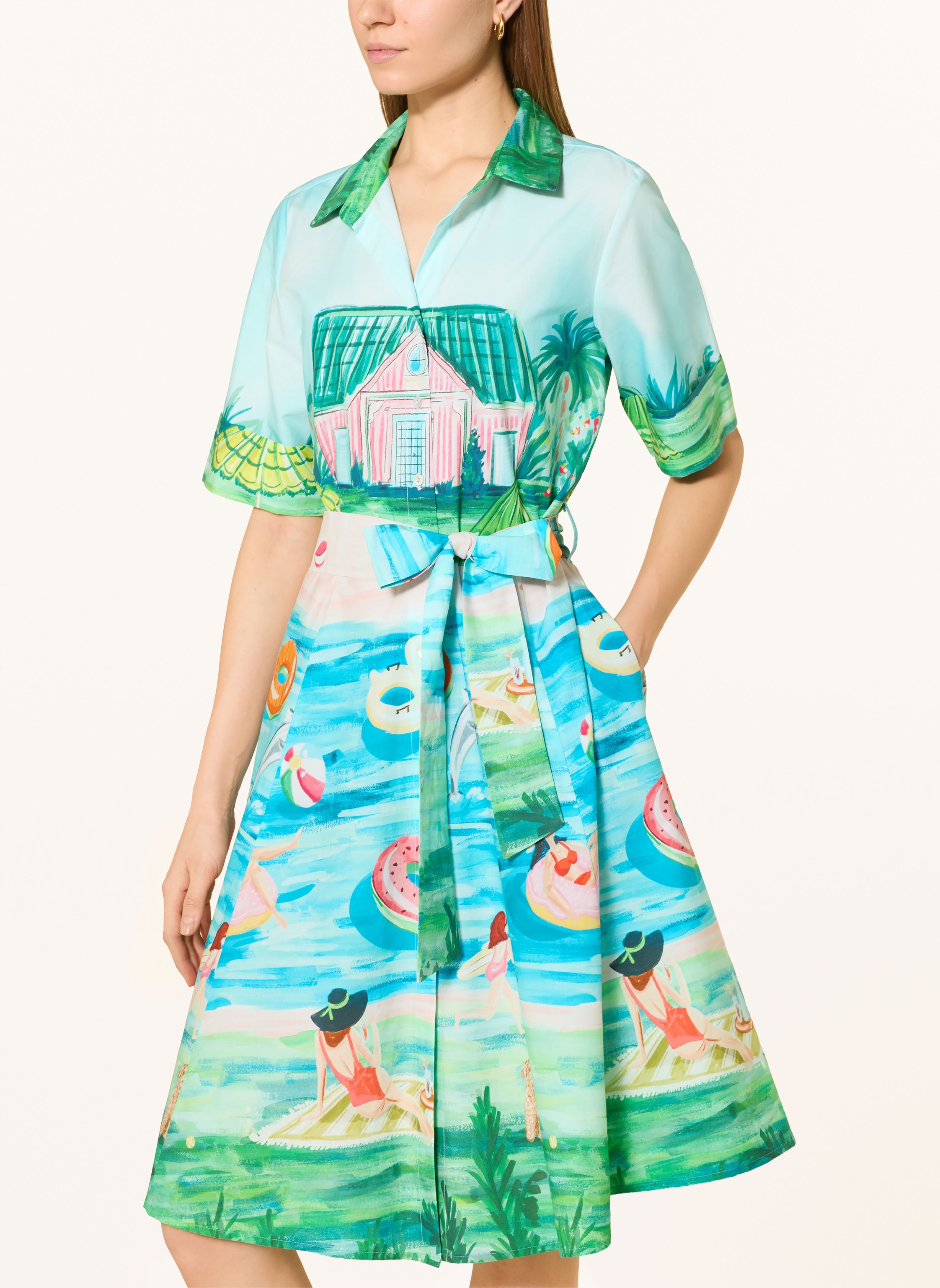 Thumbnail - Angoor Hemdblusenkleid blau