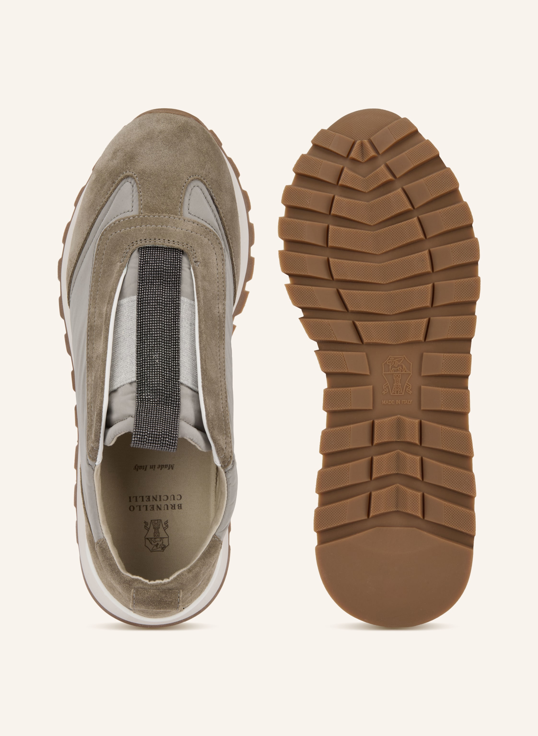 Thumbnail - Brunello Cucinelli Slip-On-Sneaker Mit Schmuckperlen grau