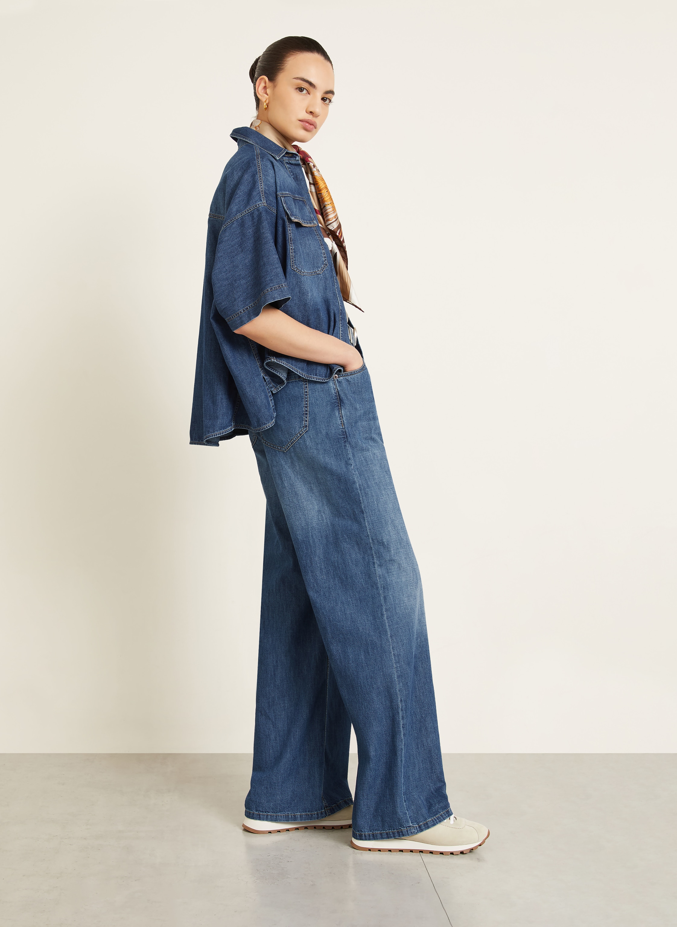 Thumbnail - Brunello Cucinelli Wide Leg Jeans blau