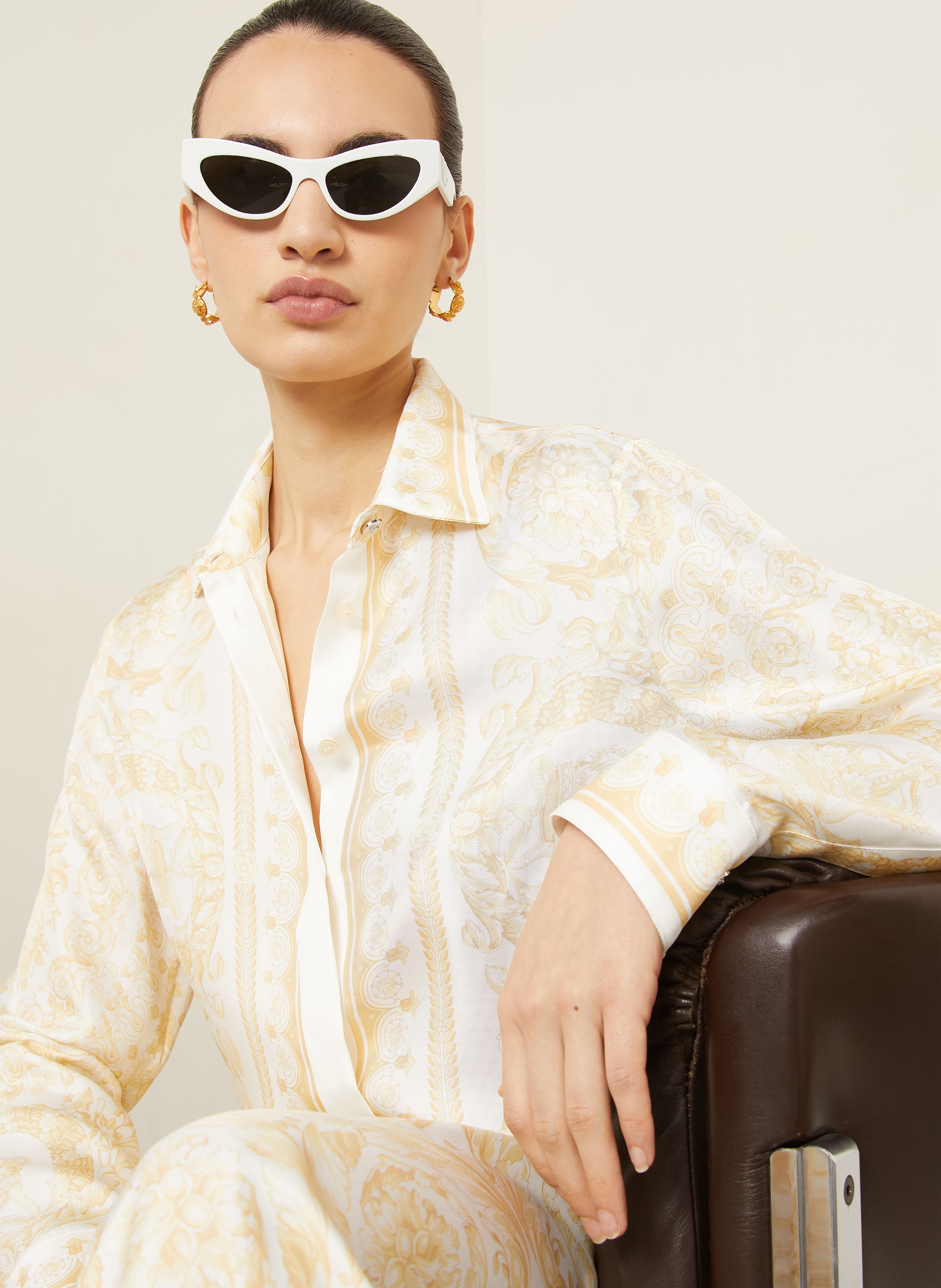 Thumbnail - Versace Hemdbluse Barocco Aus Seide gold