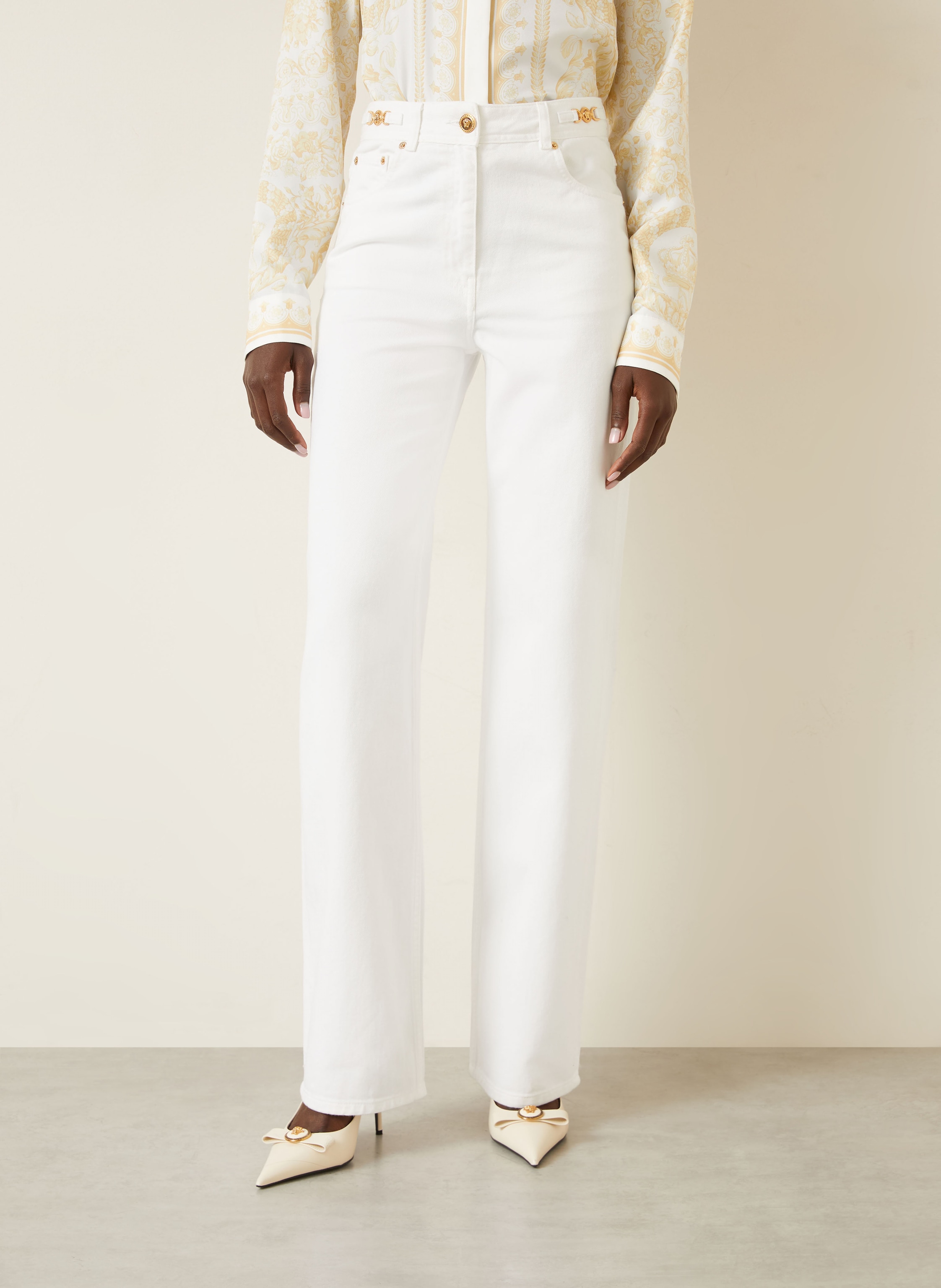 Thumbnail - Versace Straight Jeans weiss