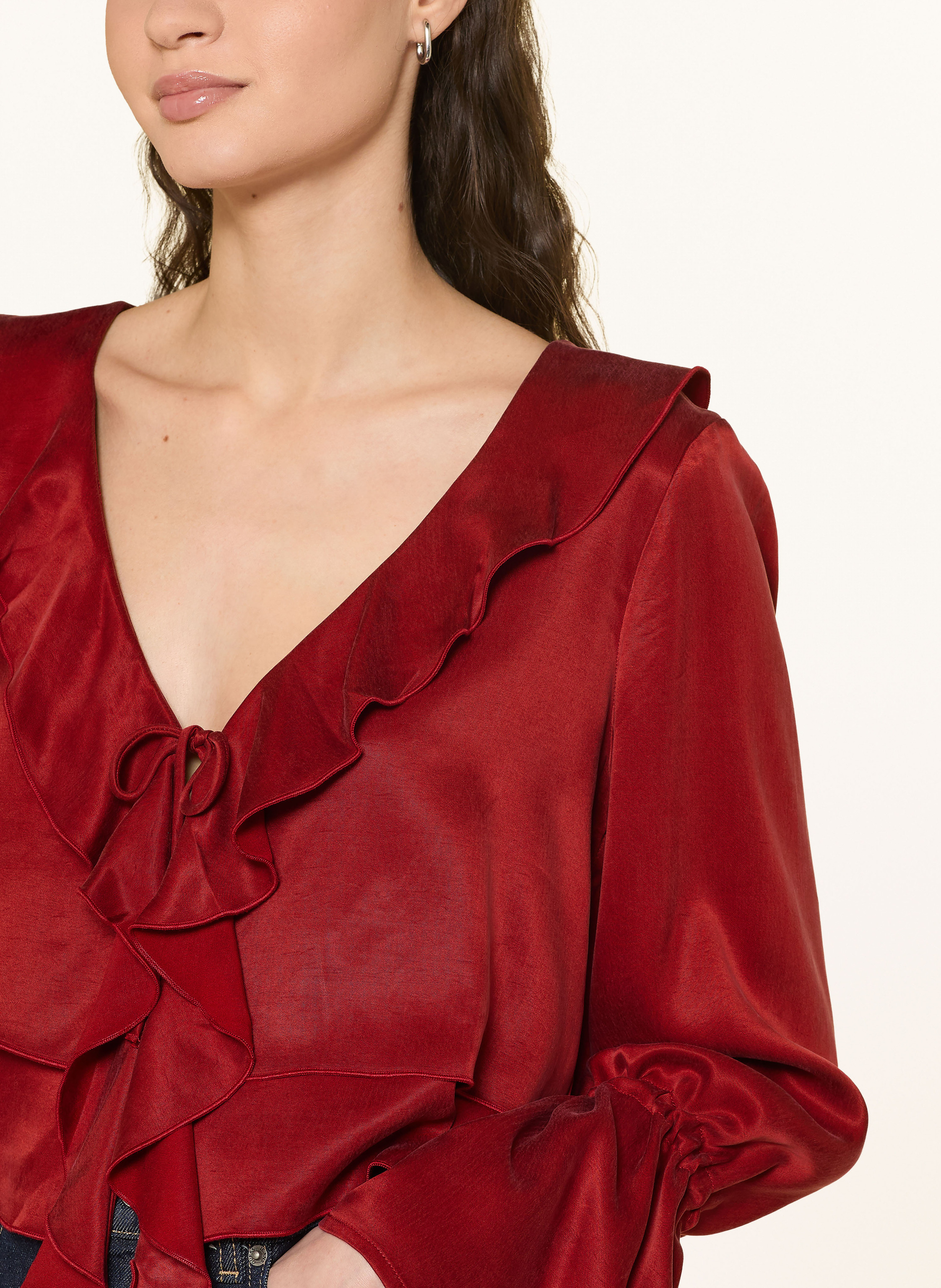 Thumbnail - Ninety-9 Bluse Romantic Mit Volants rot