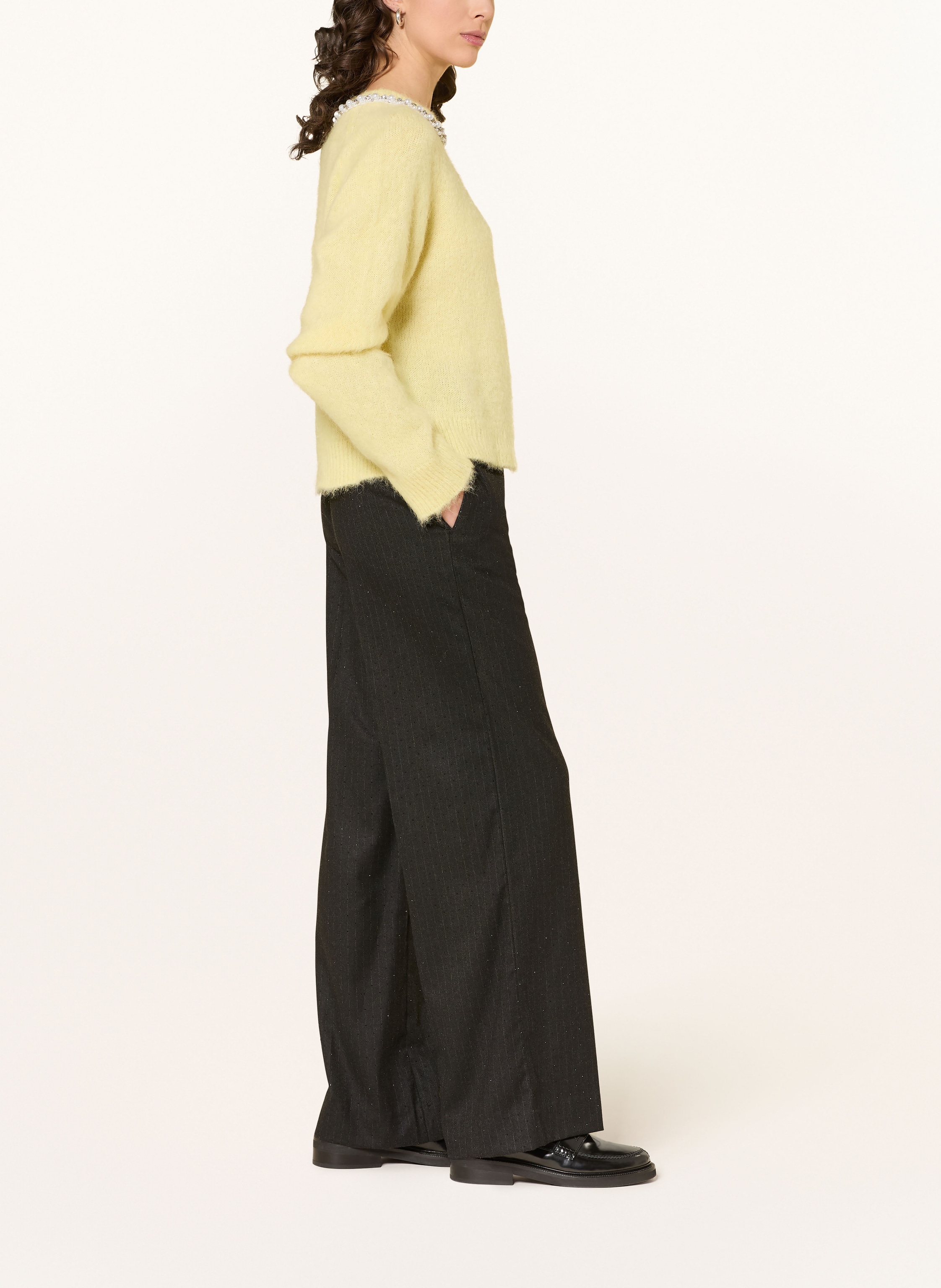 Thumbnail - Maje Marlenehose Mit Schmucksteinen schwarz