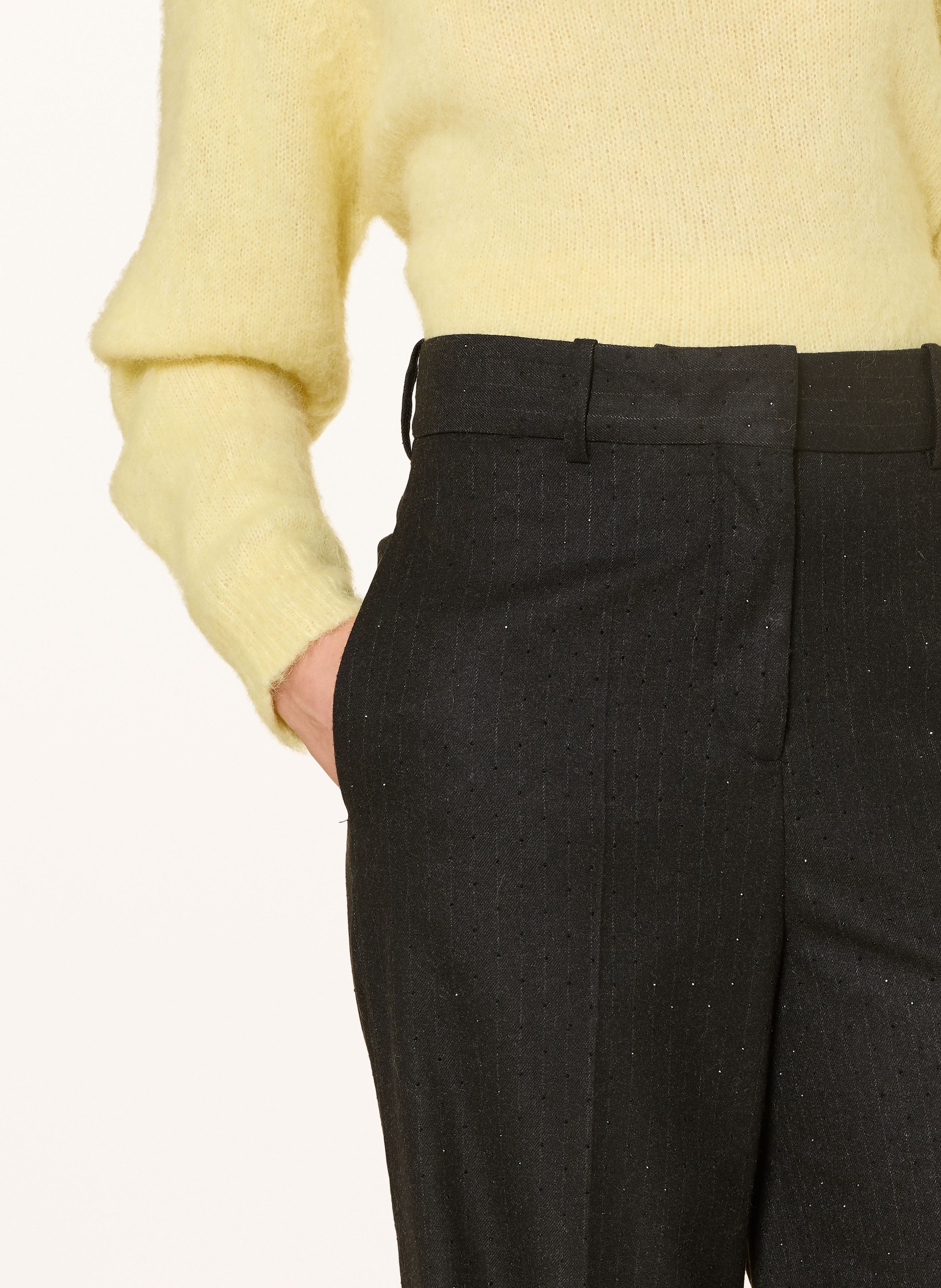 Thumbnail - Maje Marlenehose Mit Schmucksteinen schwarz