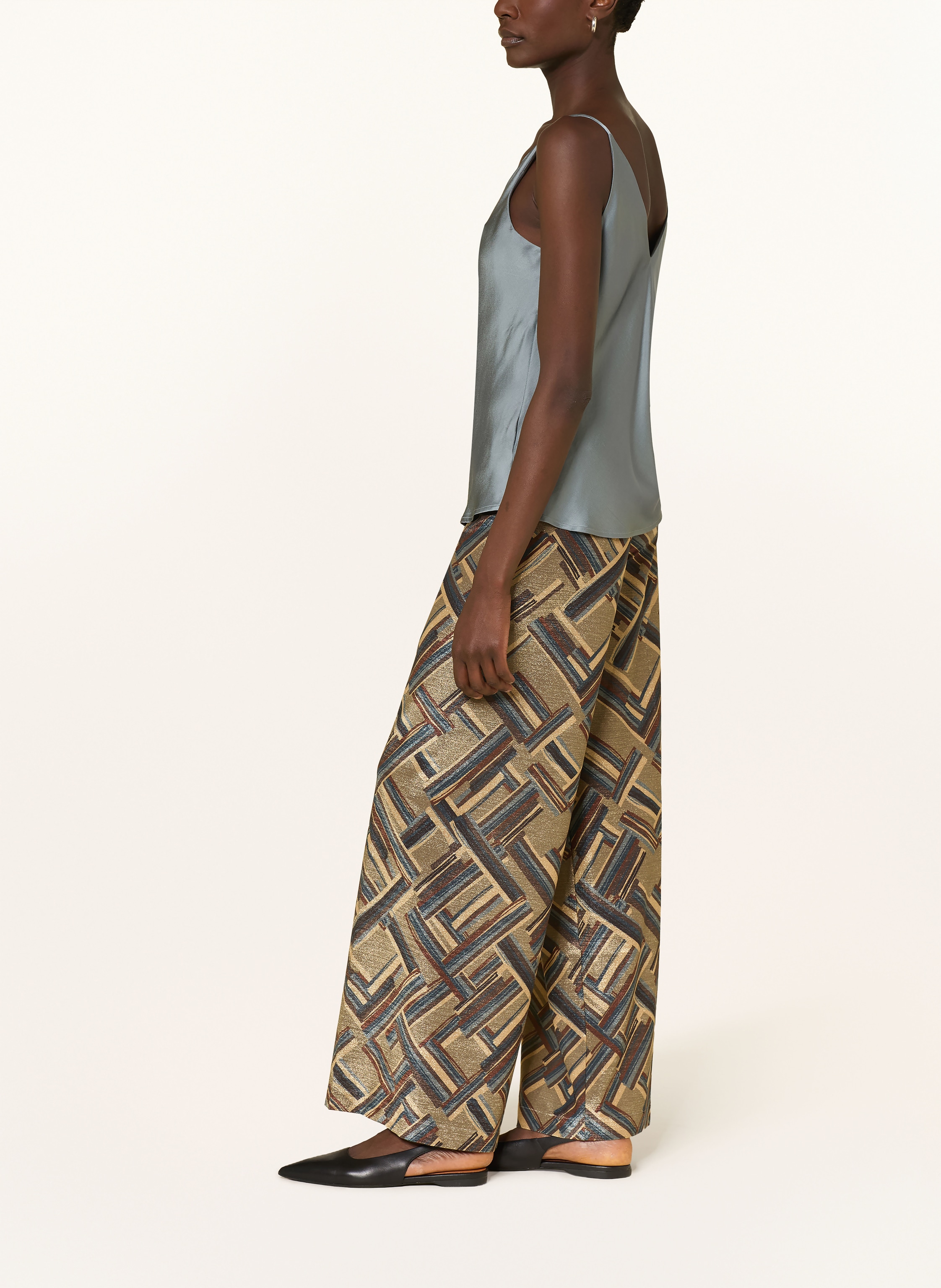 Thumbnail - Siyu Marlenehose Aus Jersey Mit Glitzergarn grau