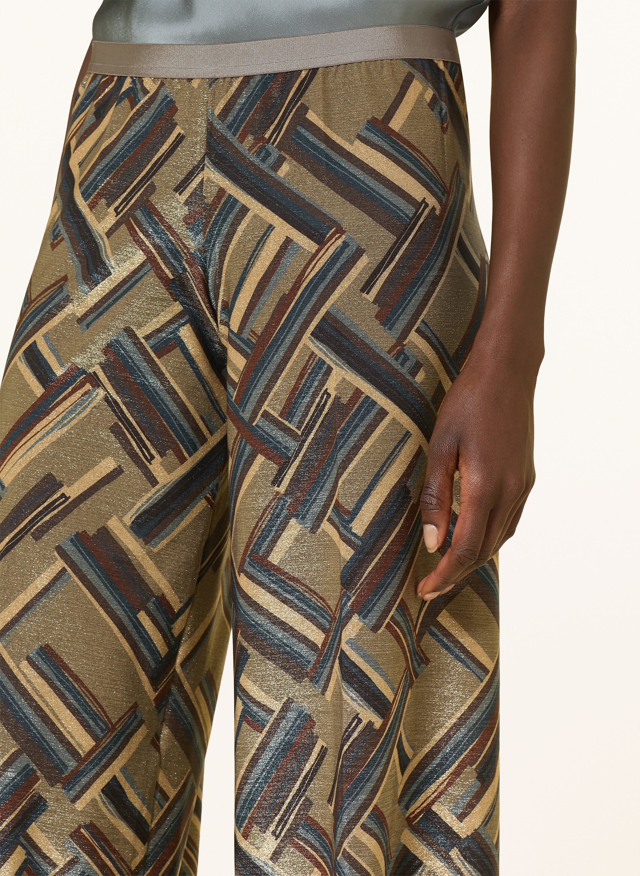 Thumbnail - Siyu Marlenehose Aus Jersey Mit Glitzergarn grau