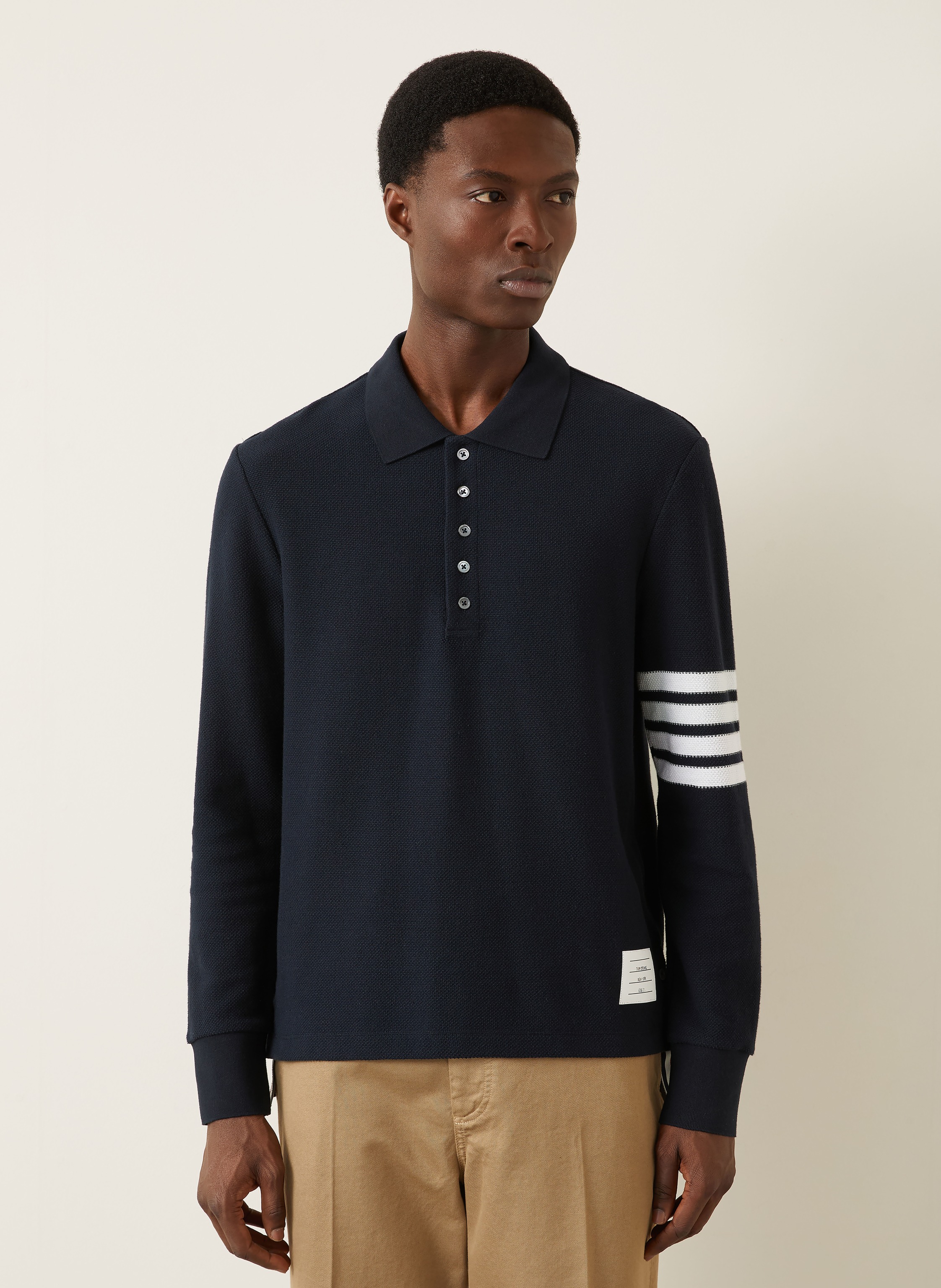 Thumbnail - Thom Browne. Piqué-Poloshirt blau