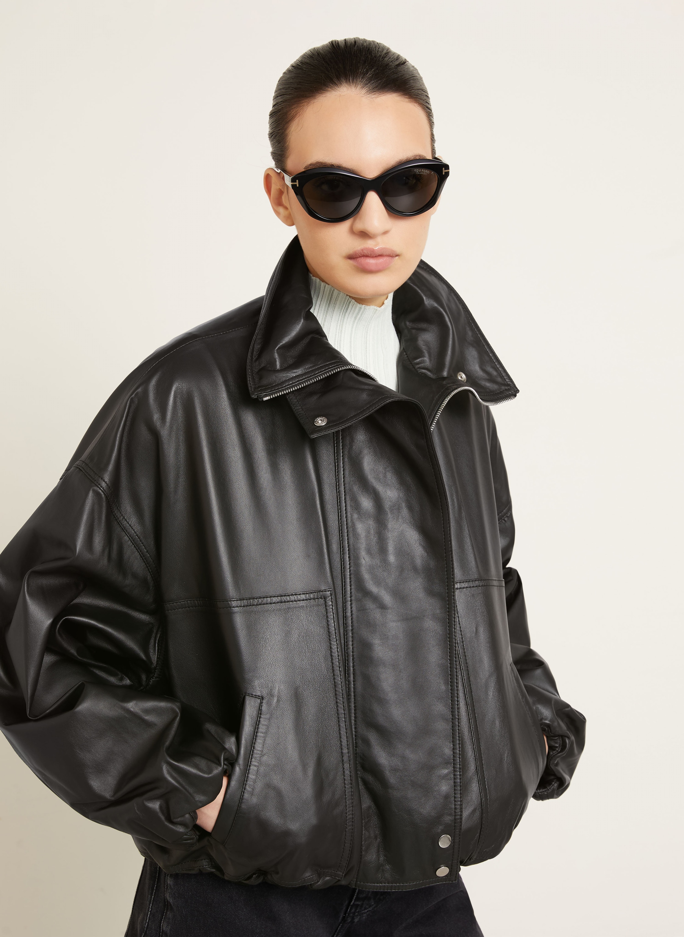 Thumbnail - Utzon Lederjacke Jade schwarz