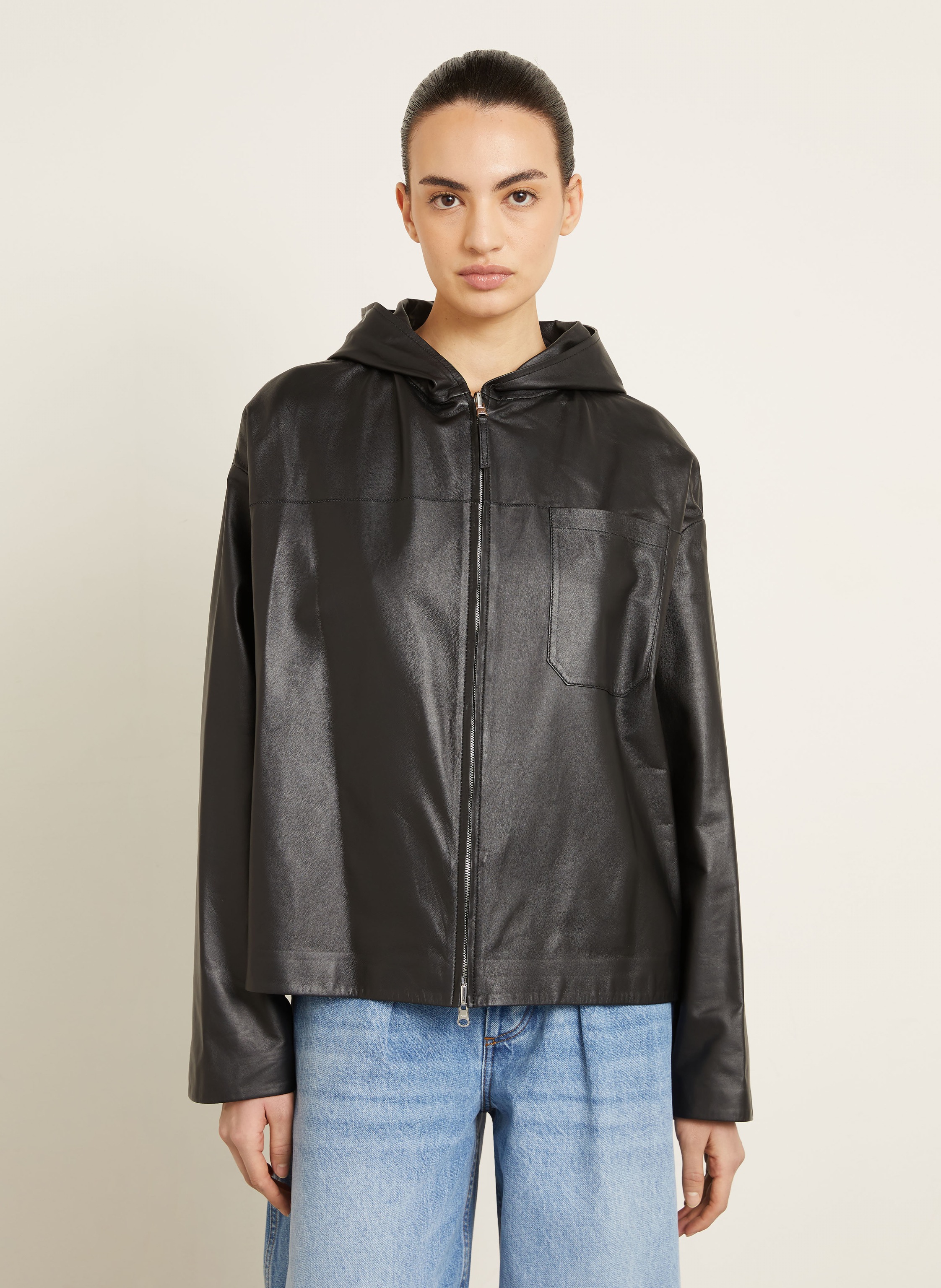 Thumbnail - Utzon Lederjacke Jenat schwarz