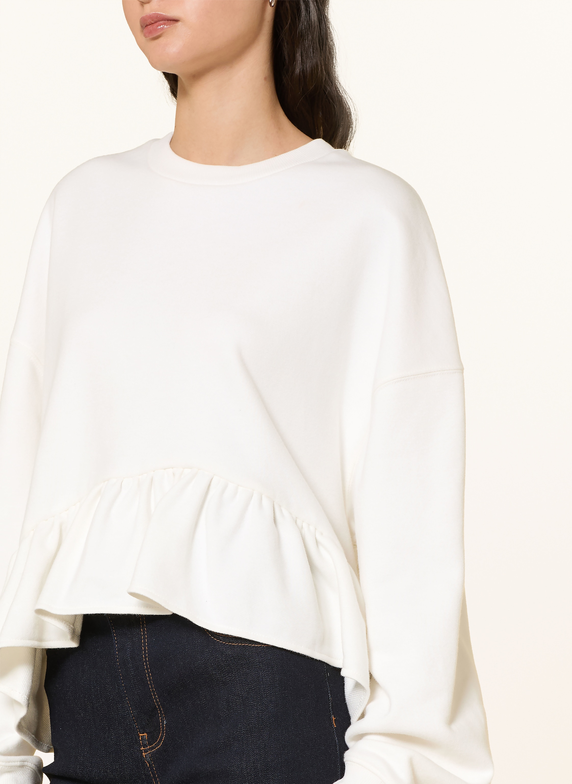 Thumbnail - Rich & Royal Sweatshirt Mit Rüschen weiss