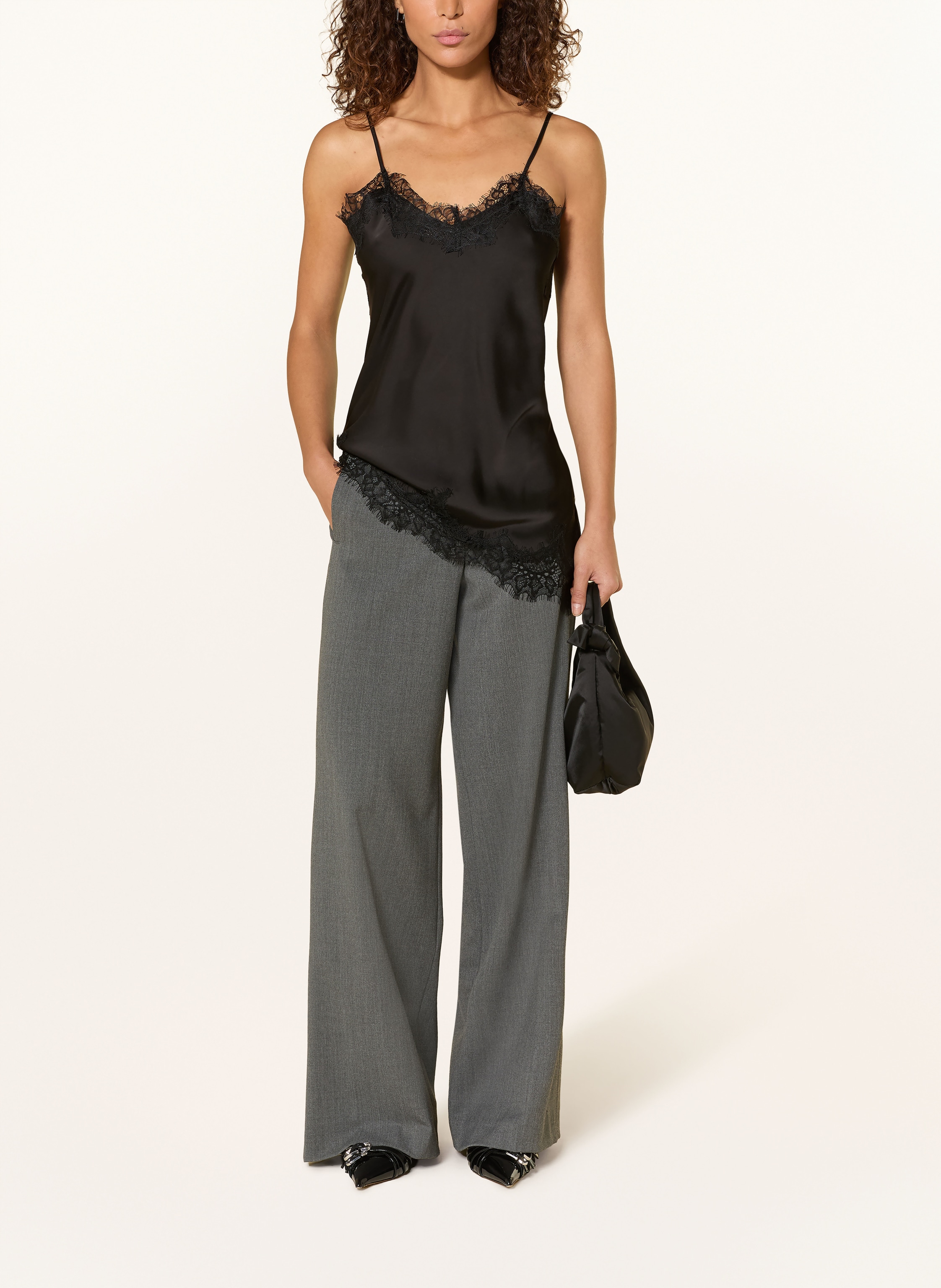 Thumbnail - Rich & Royal Satintop Mit Spitze schwarz