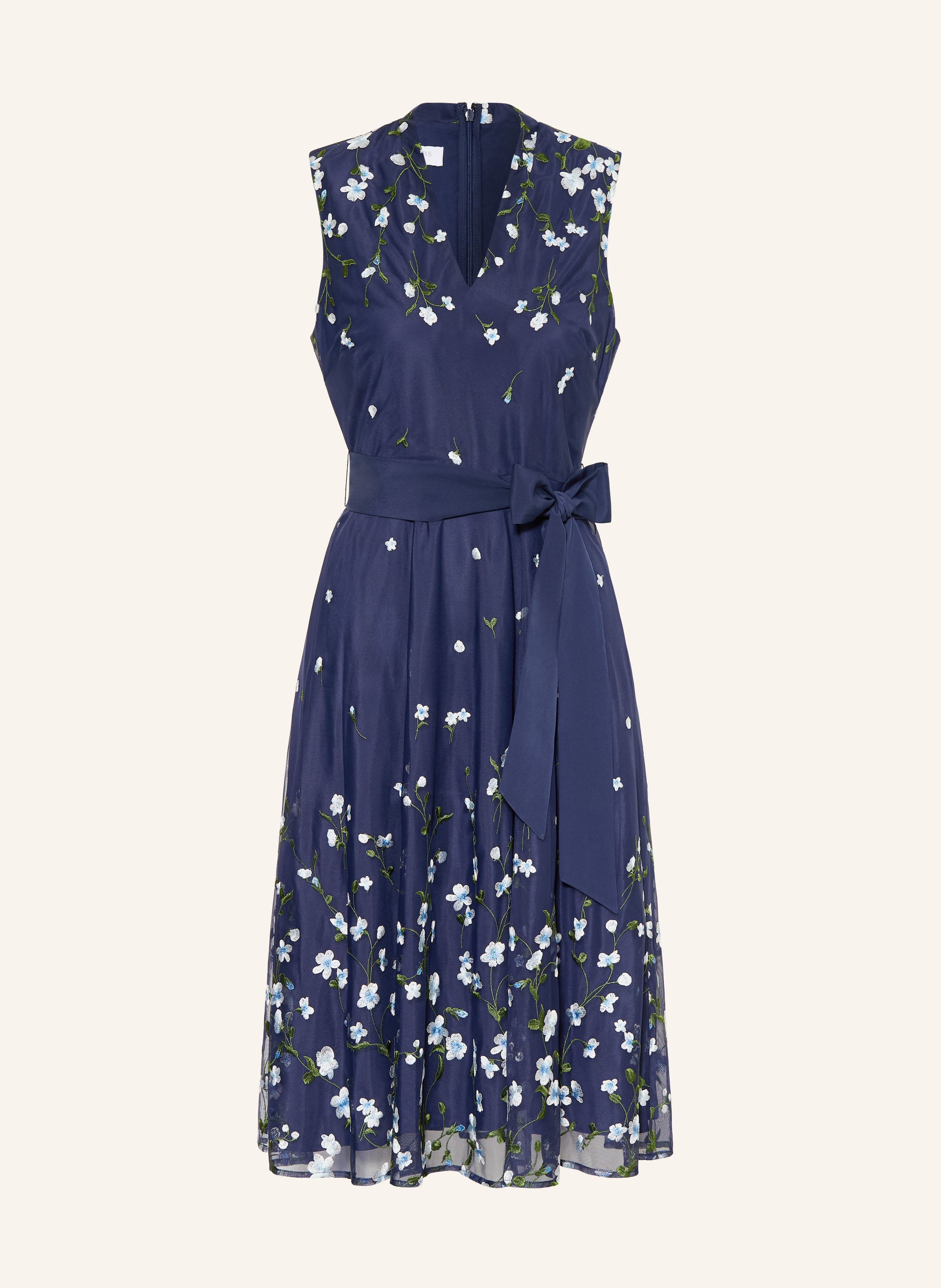 HOBBS ARIA mesh dress in dark blue / green / white