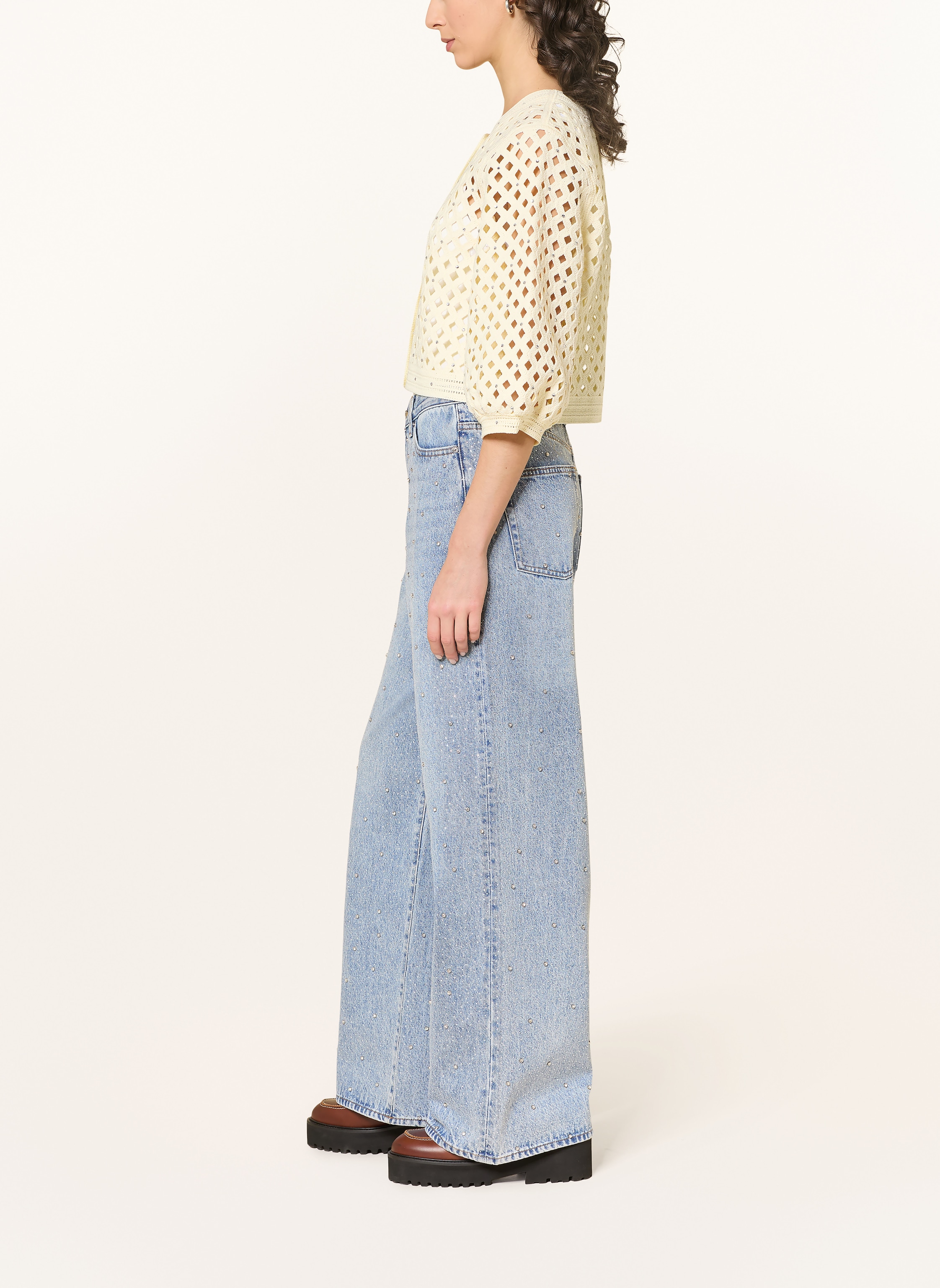 Thumbnail - Maje Wide Leg Jeans Mit Schmucksteinen blau