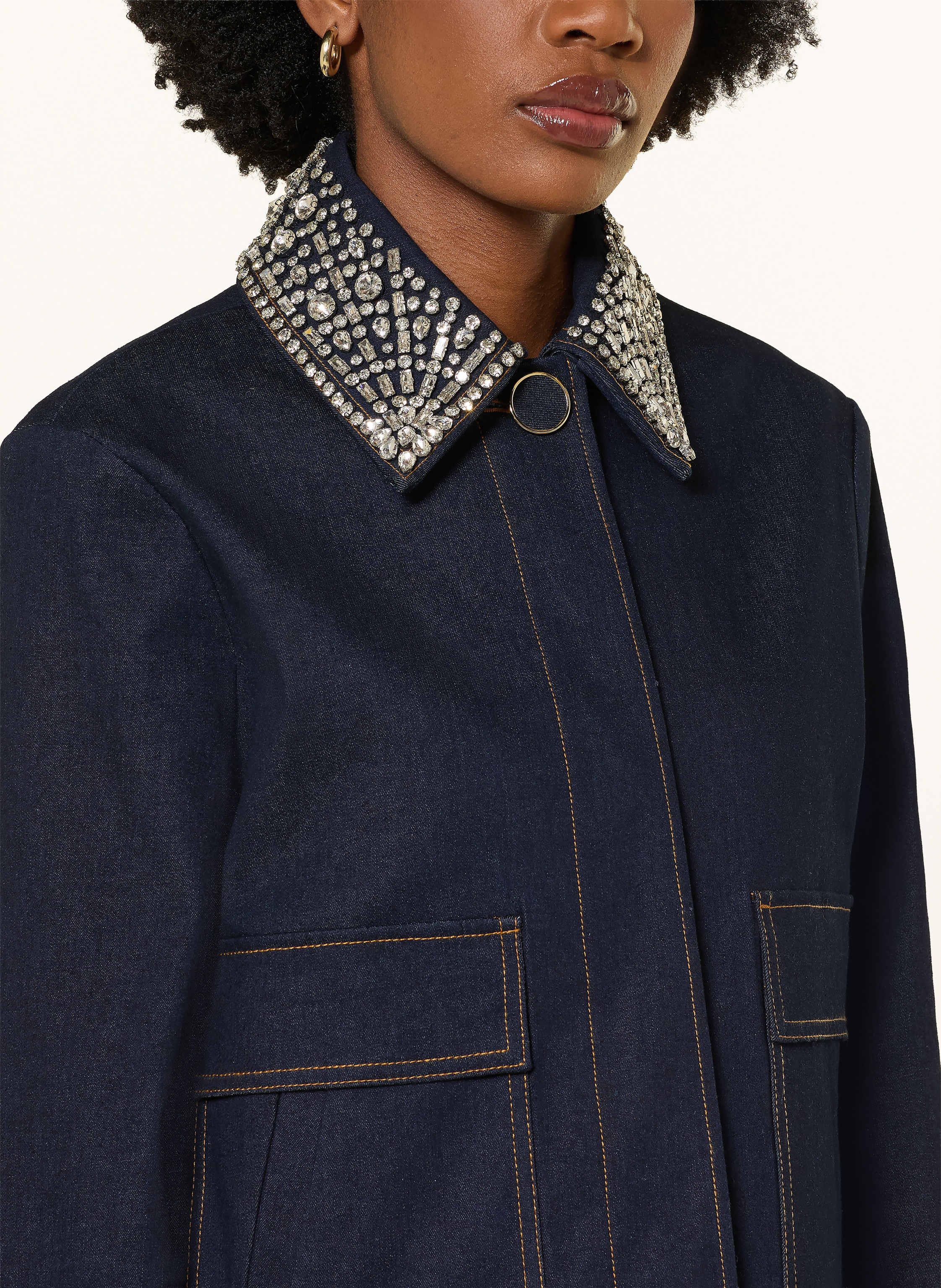 Thumbnail - Veronica Beard Jeansjacke Barrington Mit Schmucksteinen blau