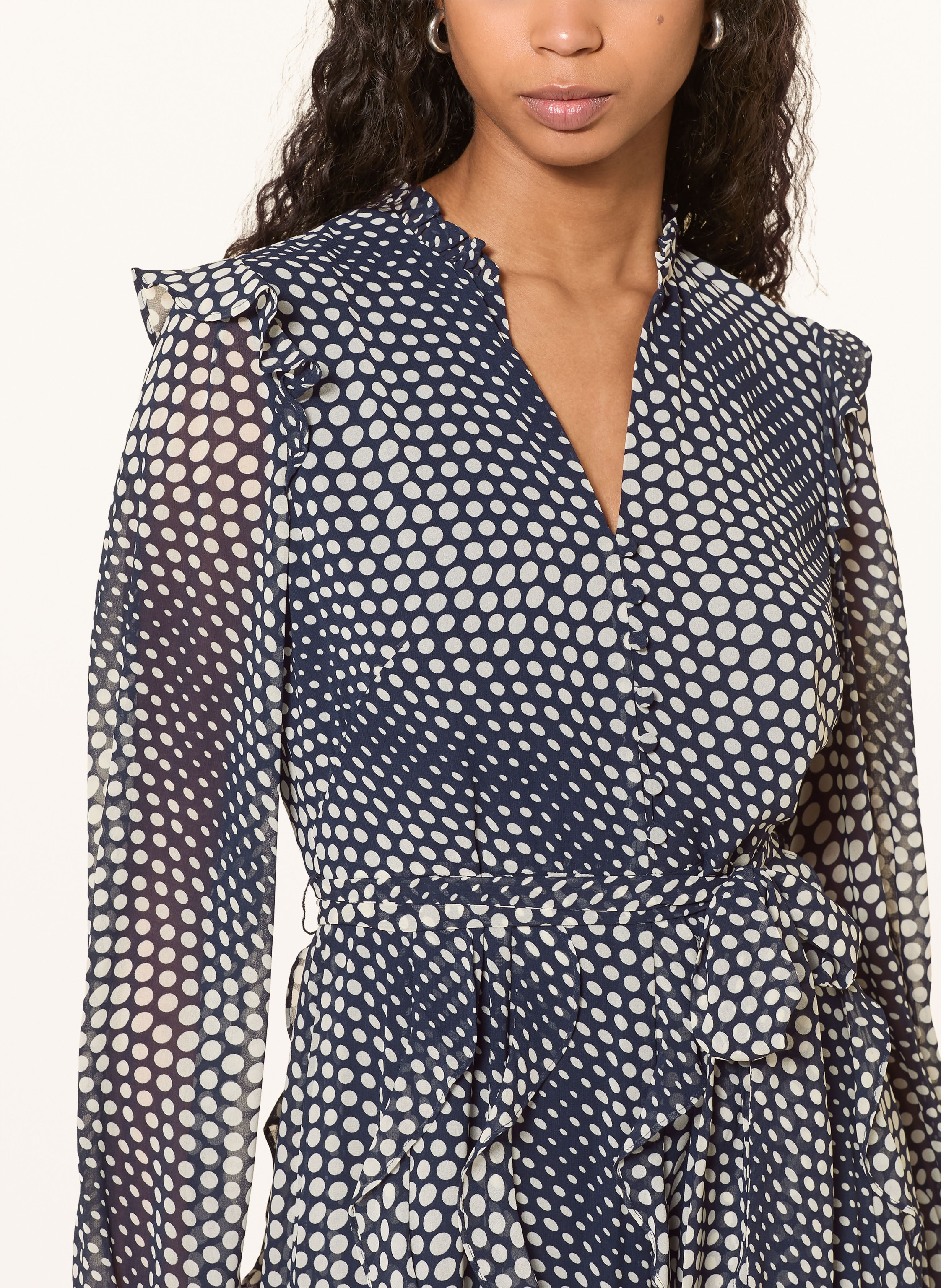 Thumbnail - Hobbs Kleid Miriam Mit Volants blau