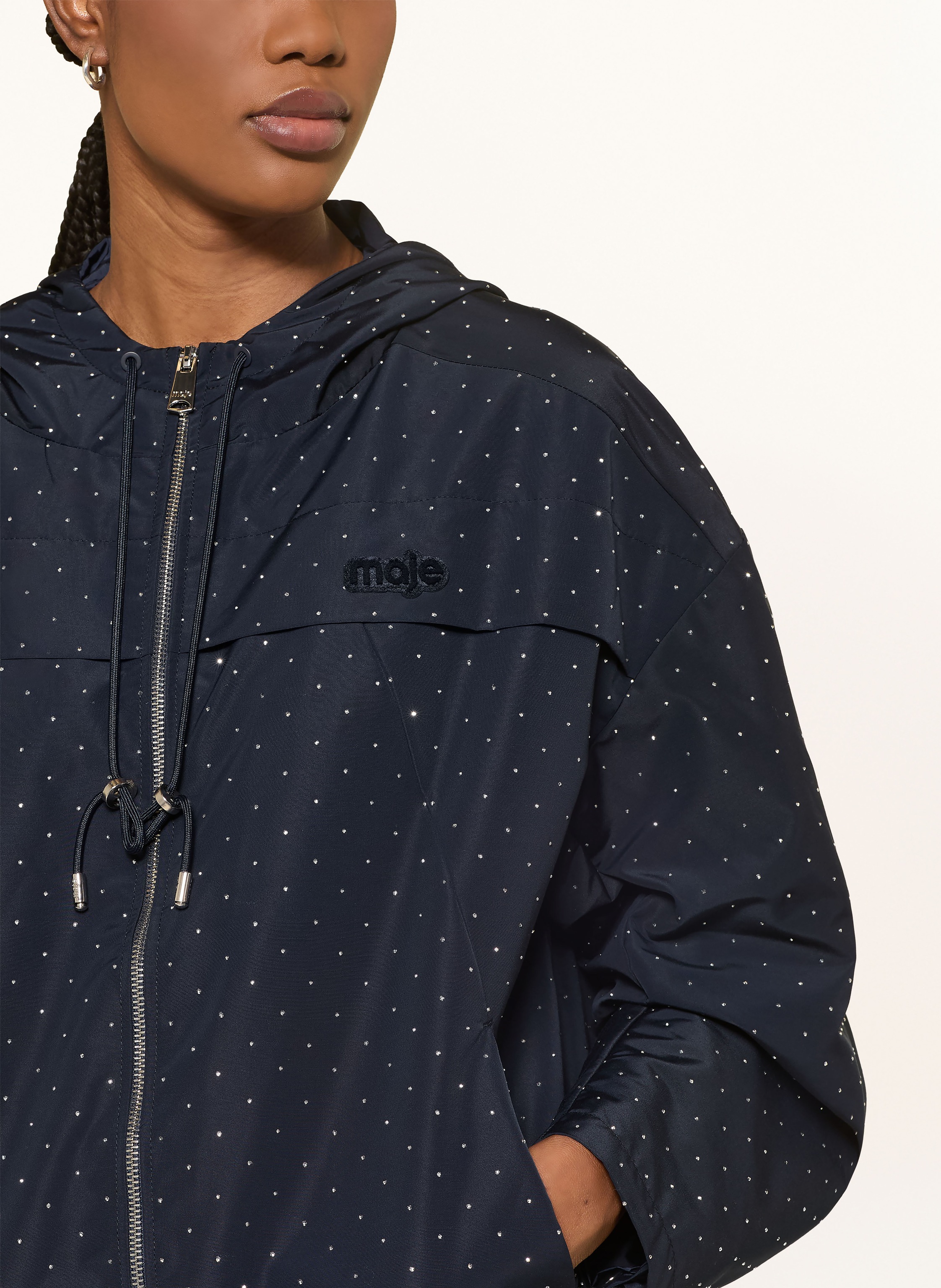 Thumbnail - Maje Jacke Mit Schmucksteinen blau