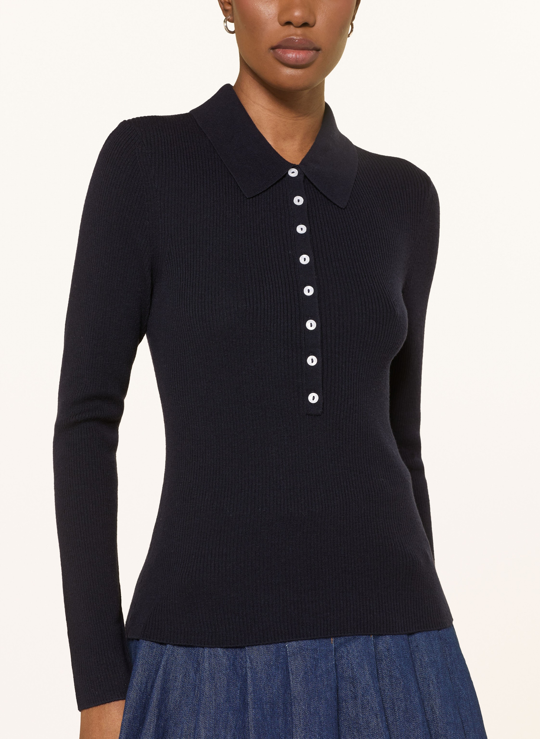 Thumbnail - Maje Strick-Poloshirt blau