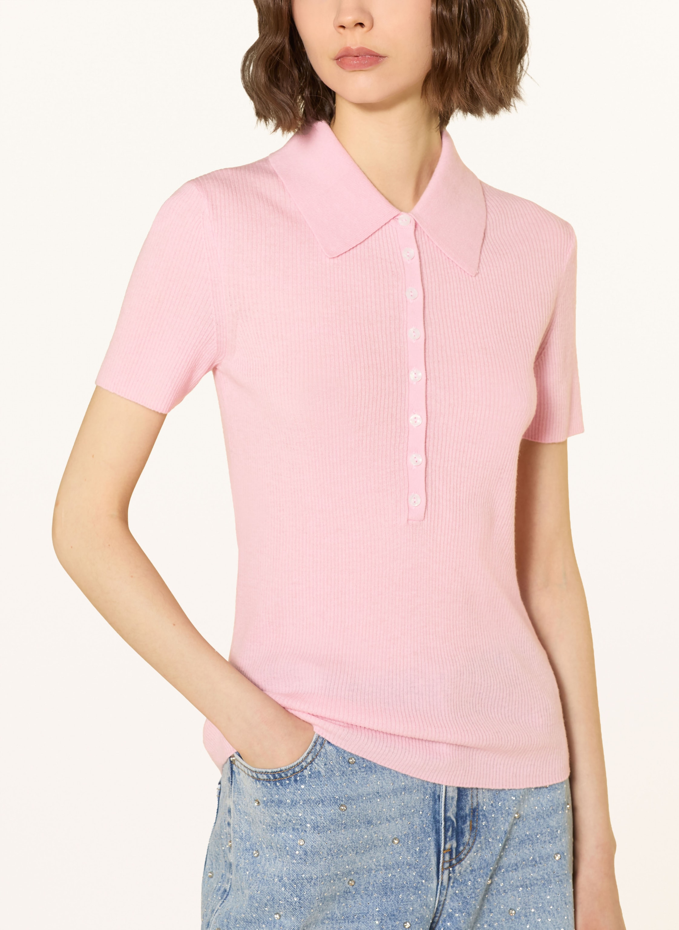 Thumbnail - Maje Strick-Poloshirt rosa