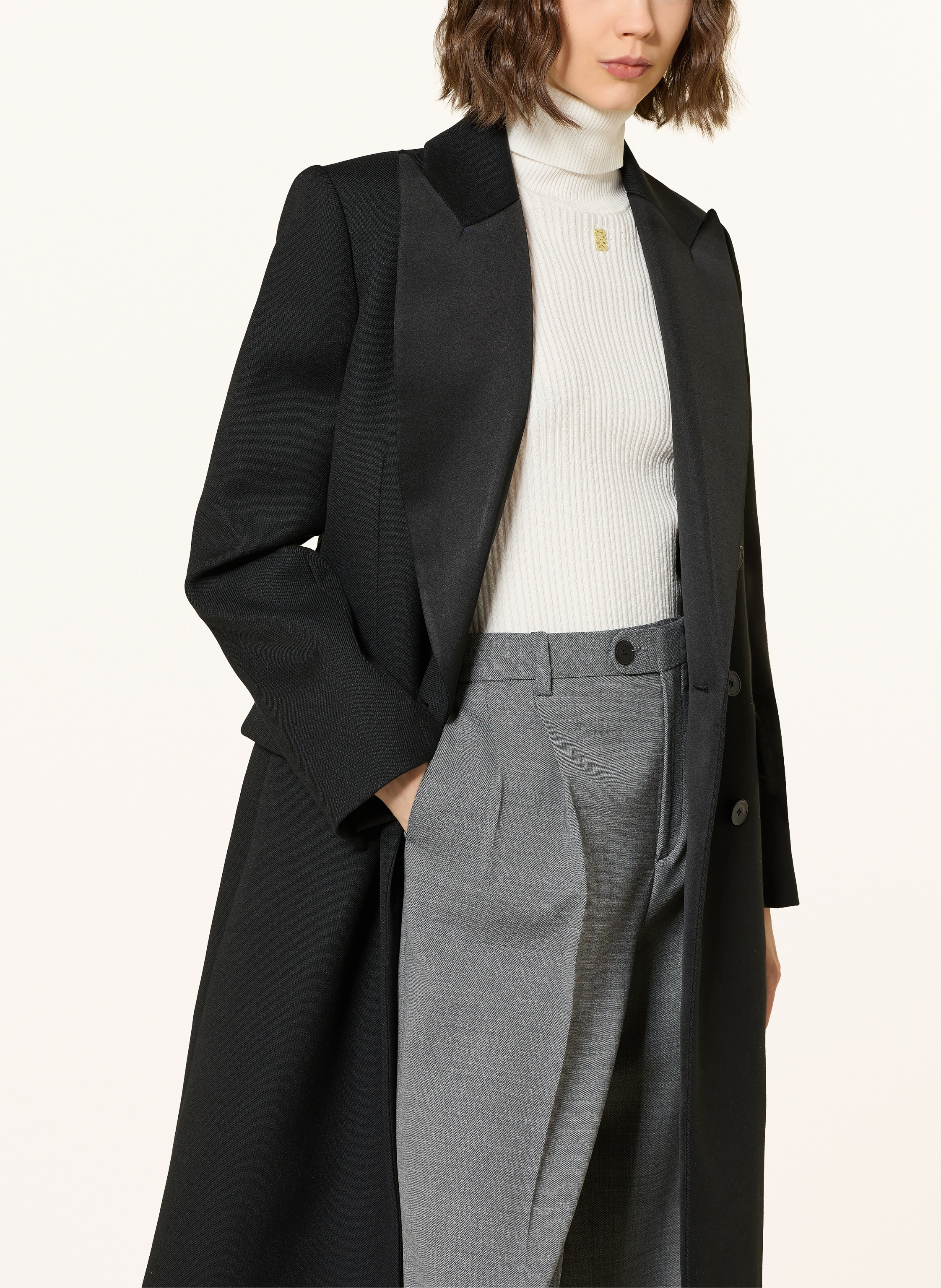 Thumbnail - Sandro Blazermantel Im Materialmix schwarz