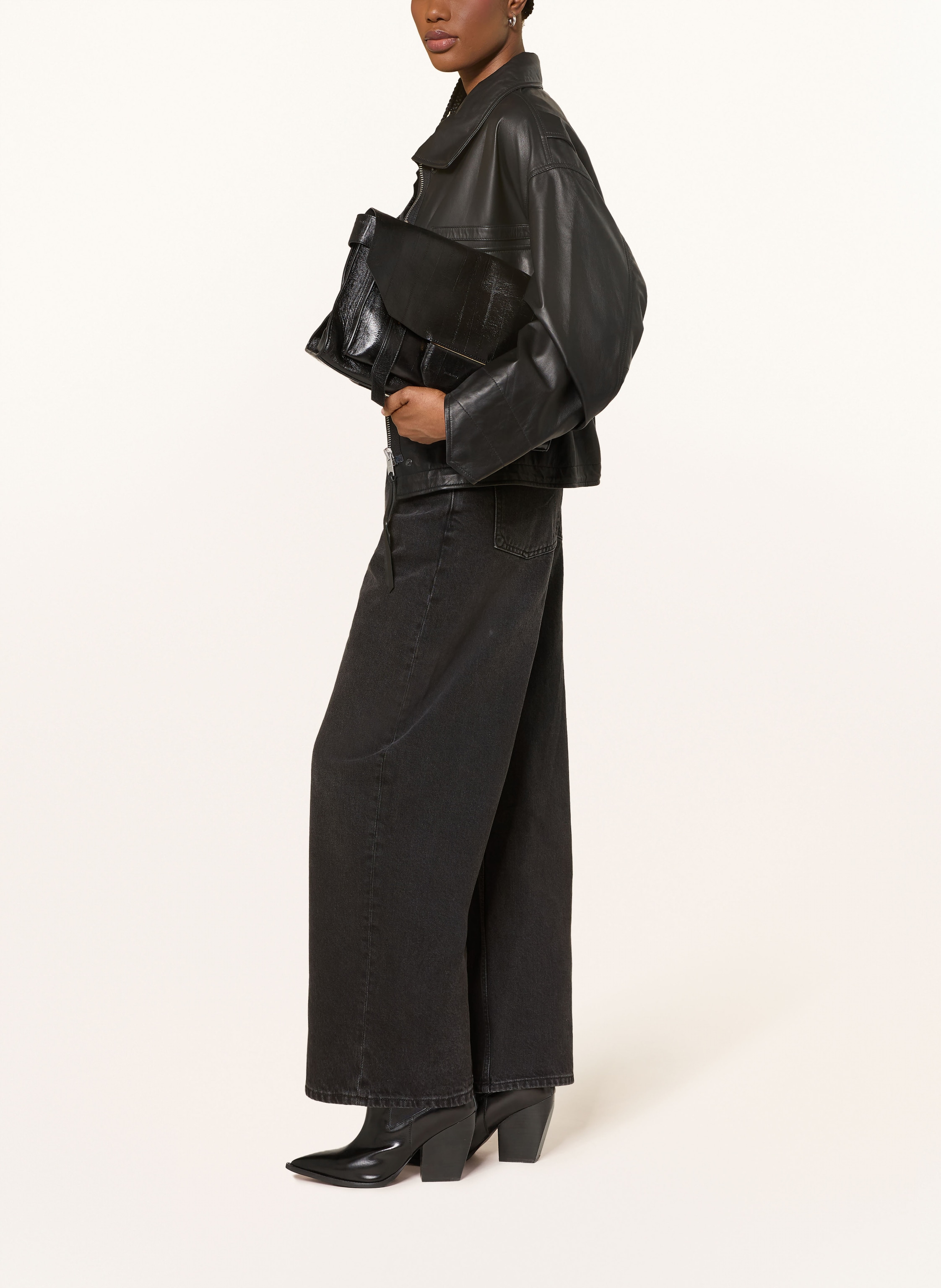 Thumbnail - Allsaints Wide Leg Jeans Aki schwarz