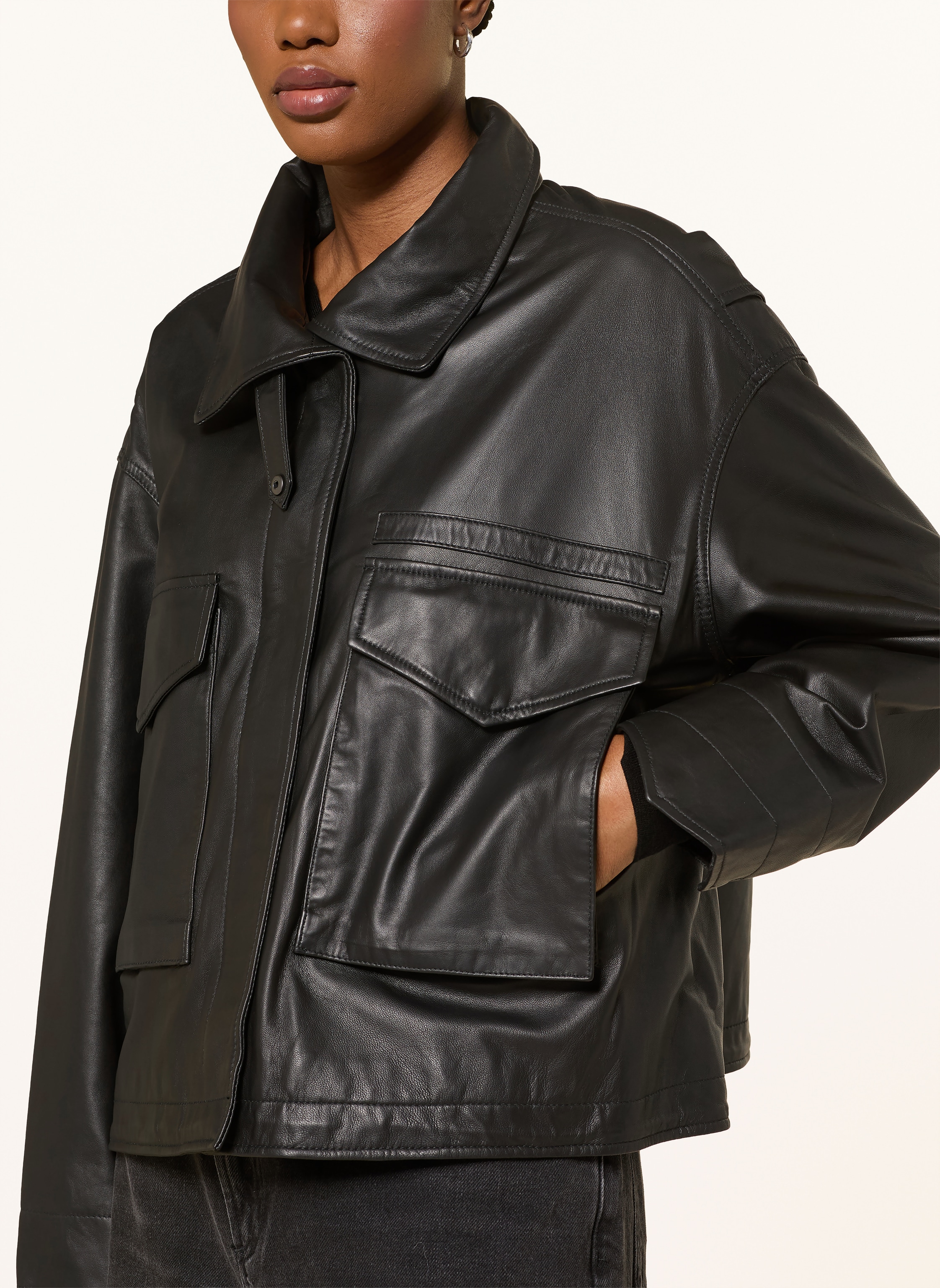 Thumbnail - Allsaints Lederjacke Clay schwarz