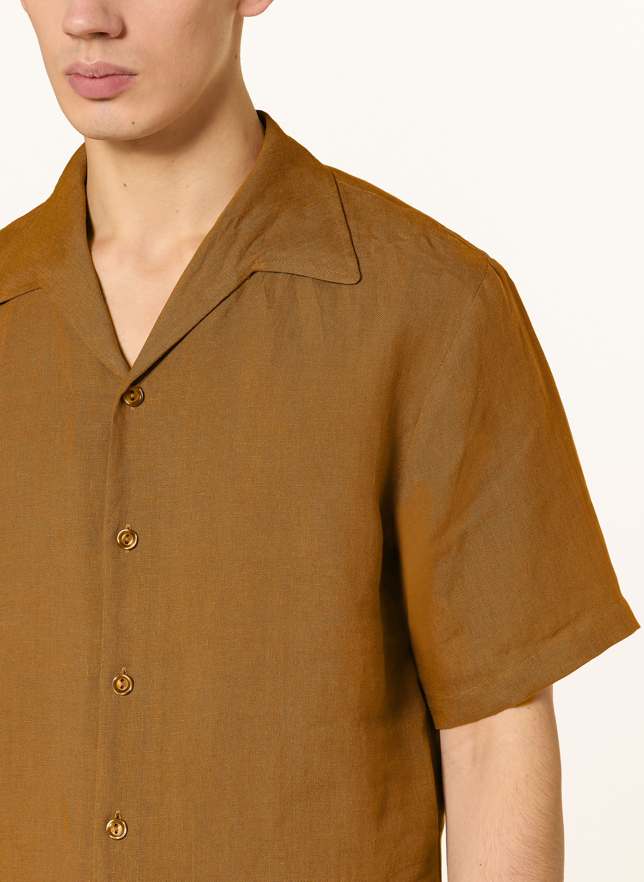 Thumbnail - Sandro Resorthemd Regular Fit Aus Leinen braun