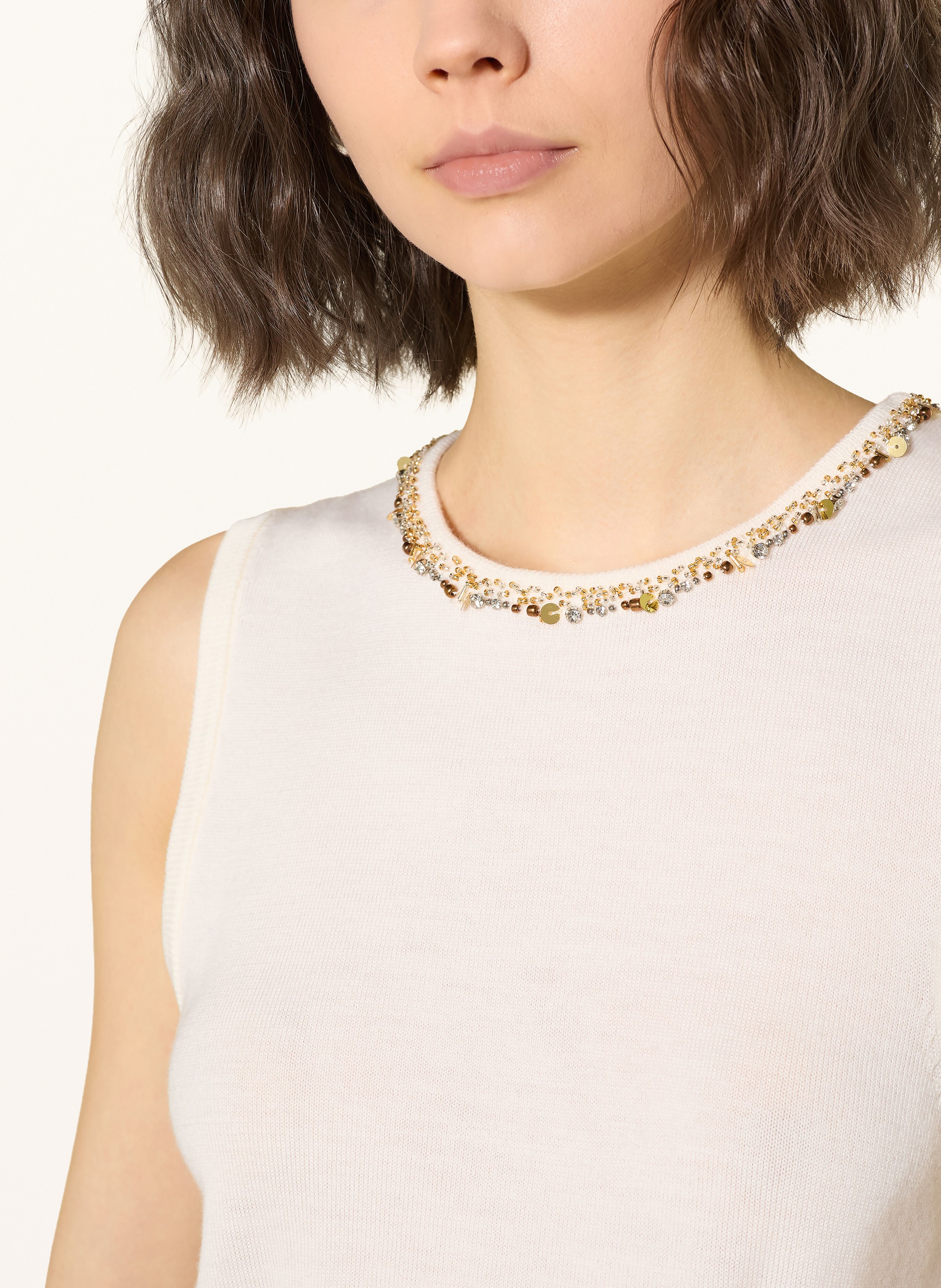 Thumbnail - Ba&Sh Stricktop Bamma Mit Schmucksteinen Und Pailletten weiss