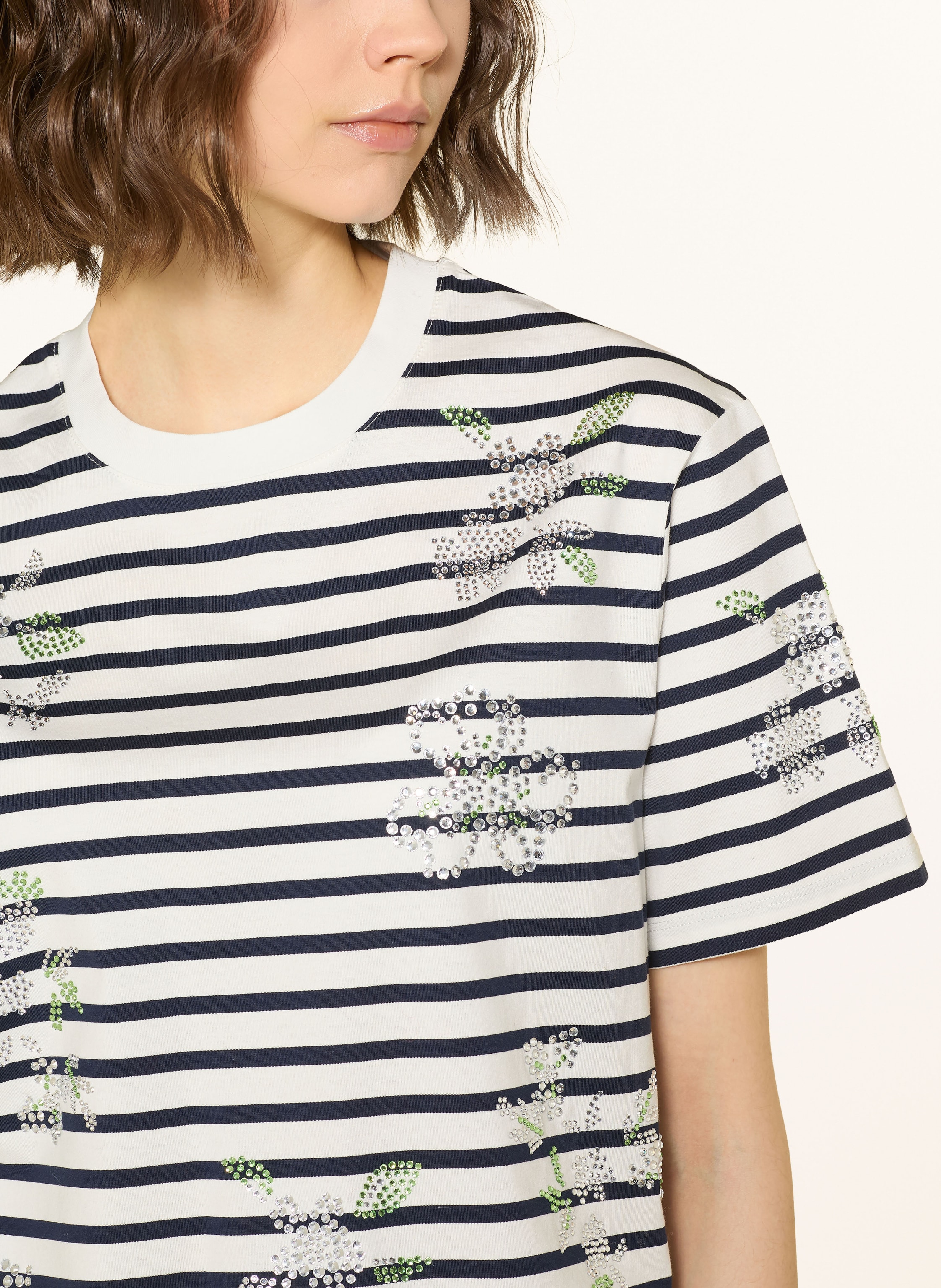 Thumbnail - Maje T-Shirt Mit Schmucksteinen blau