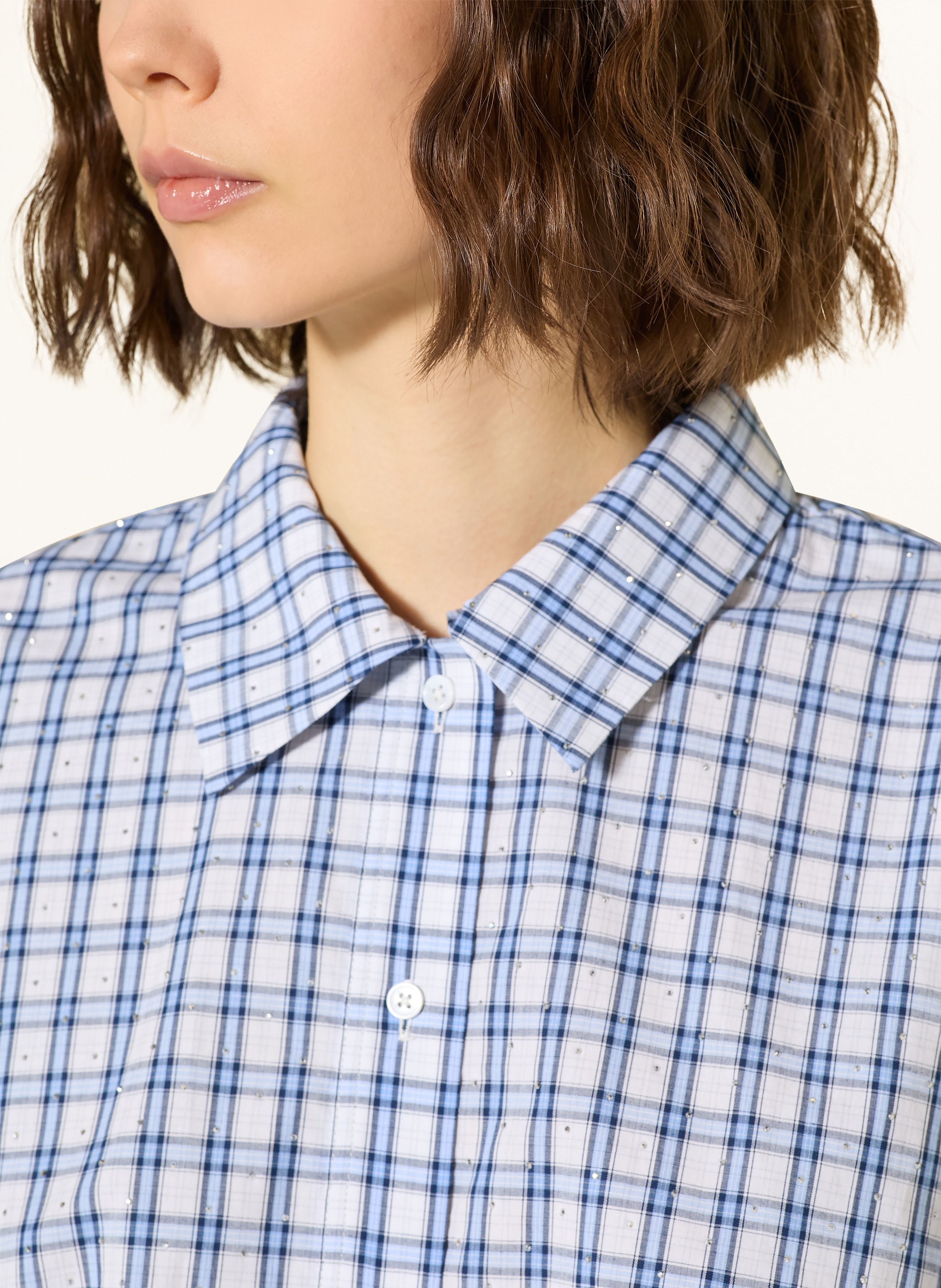 Thumbnail - Maje Hemdbluse Mit Schmucksteinen blau