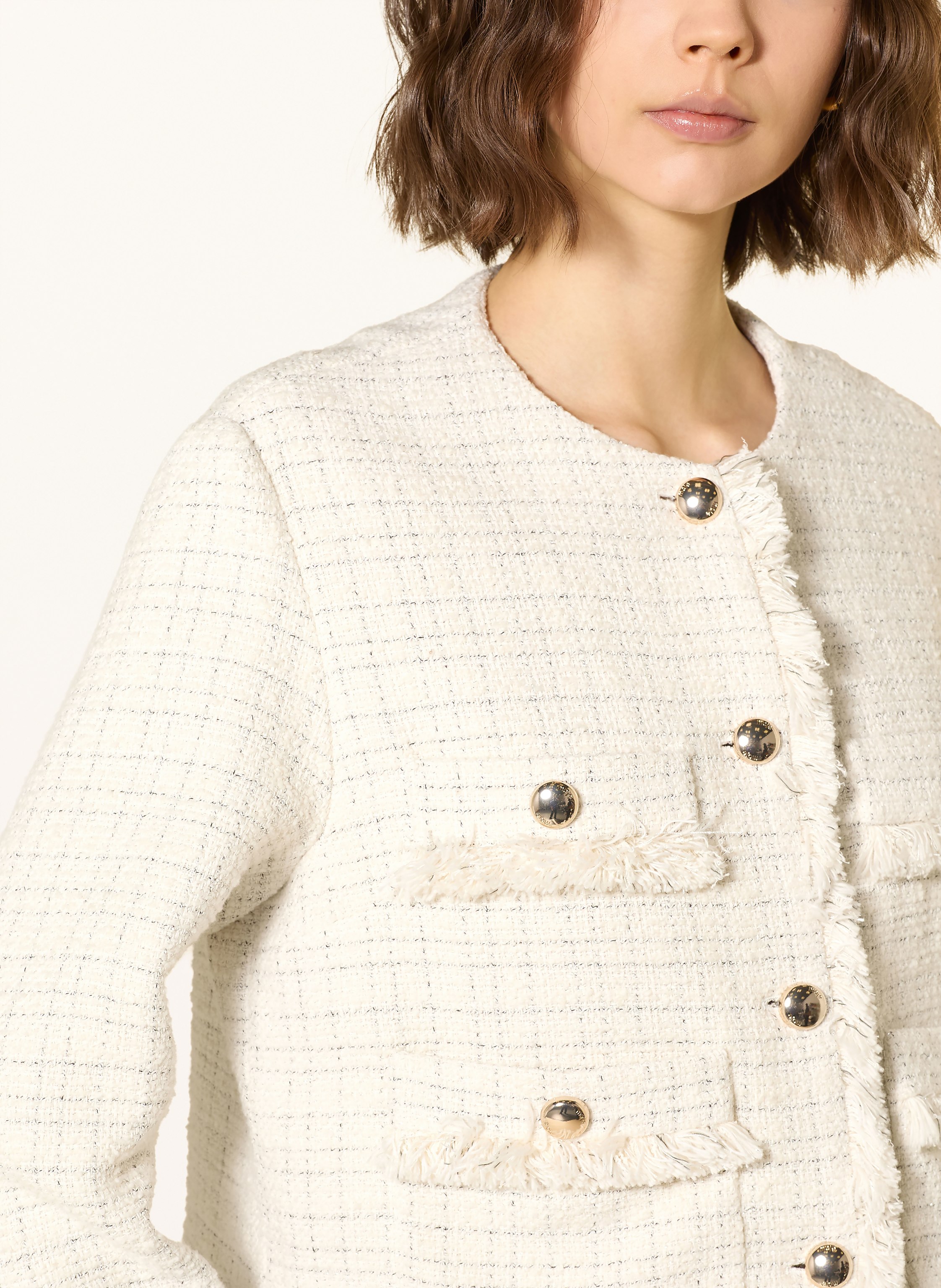 Thumbnail - Maje Tweed-Jacke Mit Glitzergarn weiss