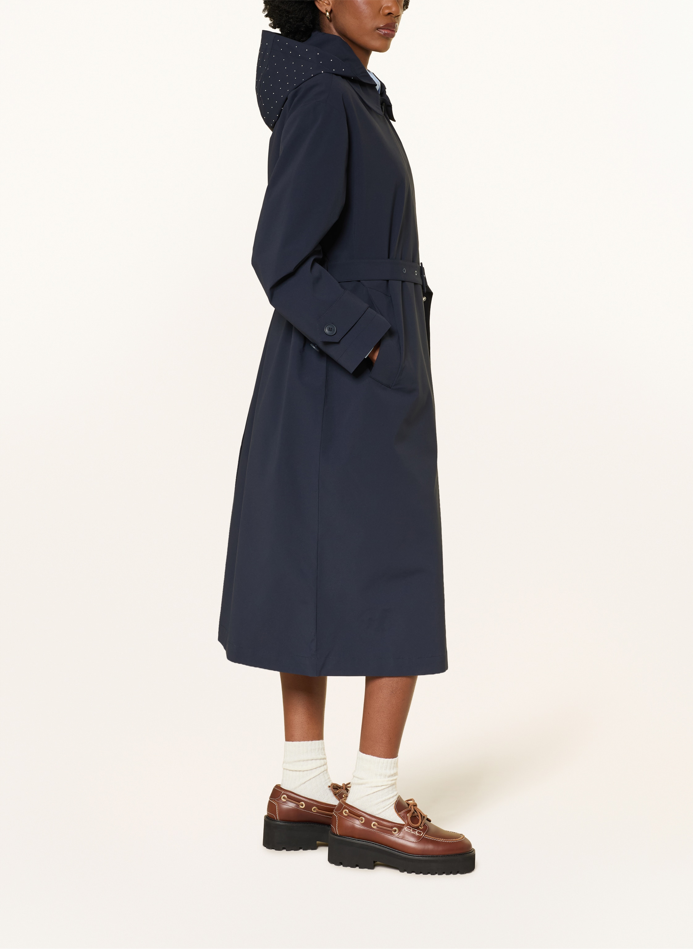 Thumbnail - Maje Regenmantel Mit Abnehmbarer Kapuze Und Schmucksteinen blau