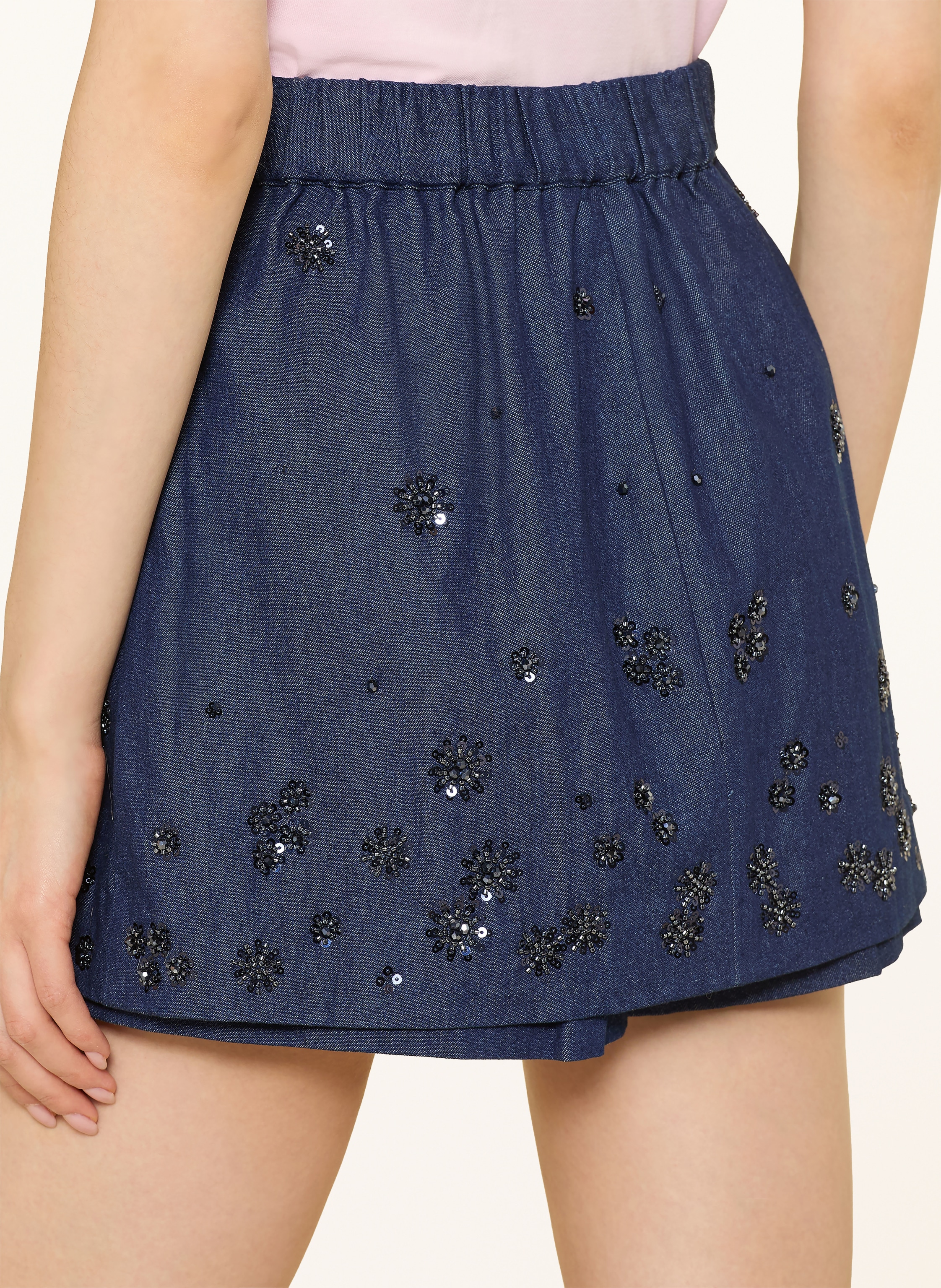 Thumbnail - Maje Jeansskort Mit Pailletten blau