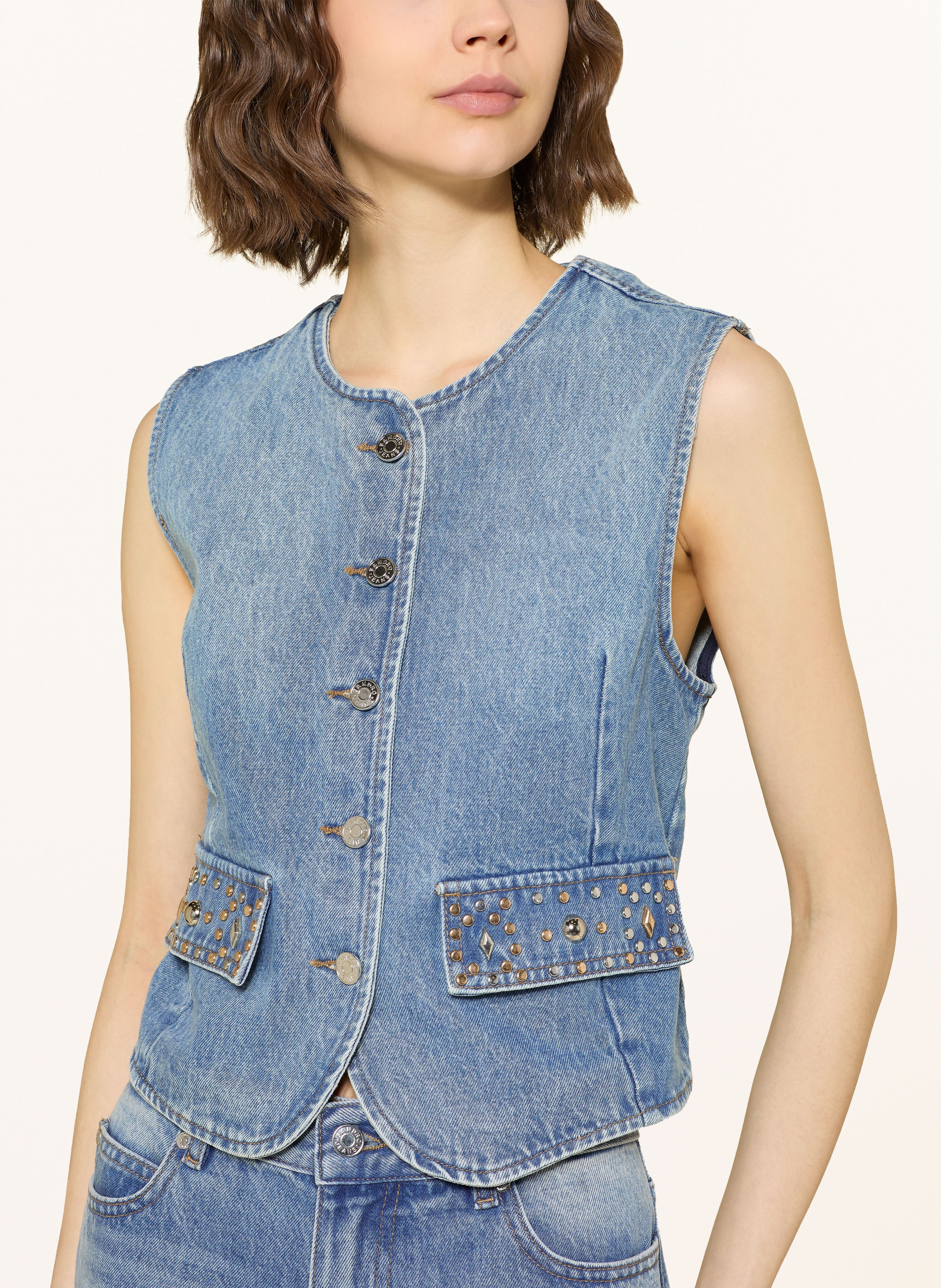 Thumbnail - Sandro Jeansweste Mit Nieten blau