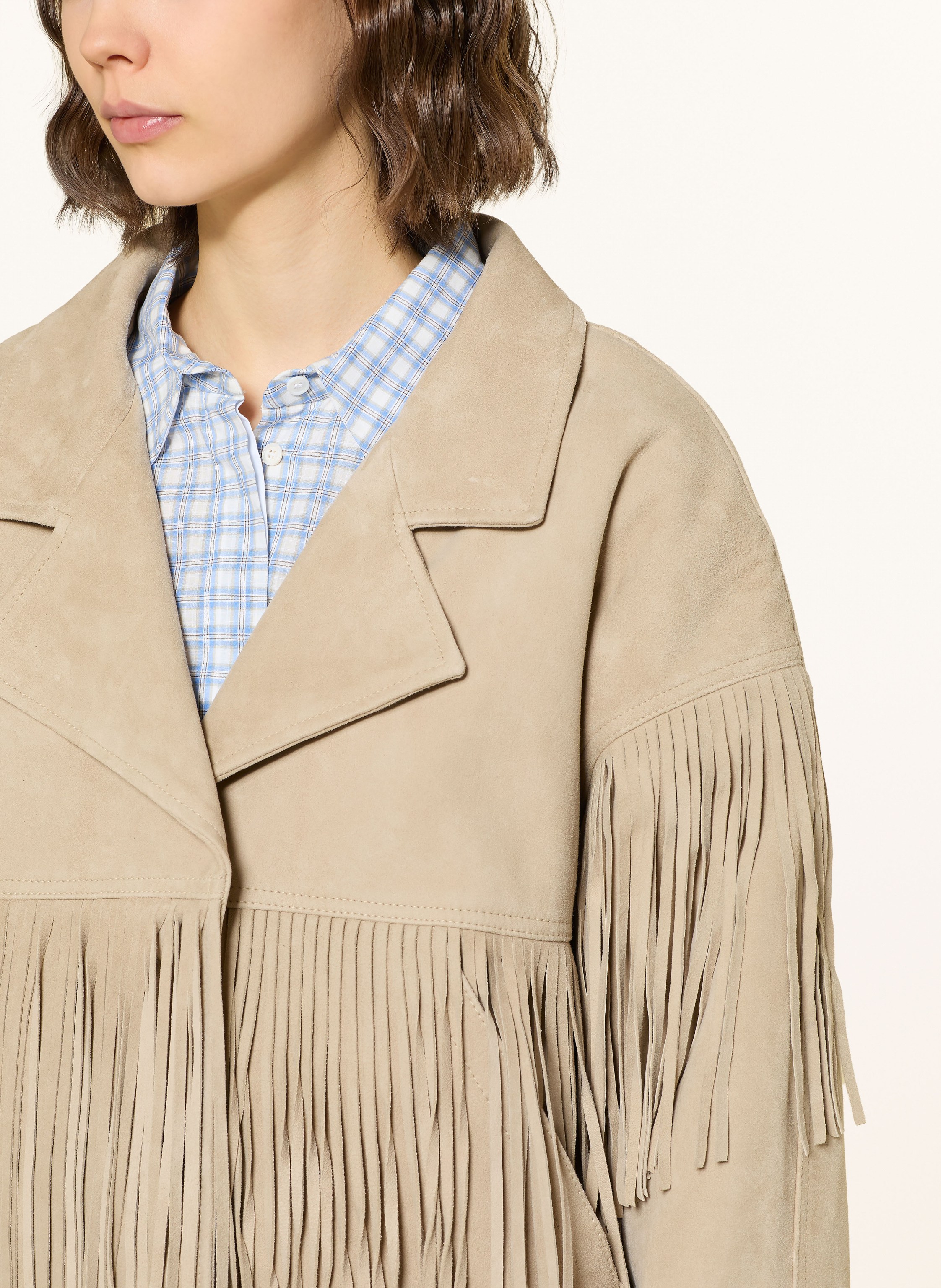 Thumbnail - Sandro Lederjacke beige