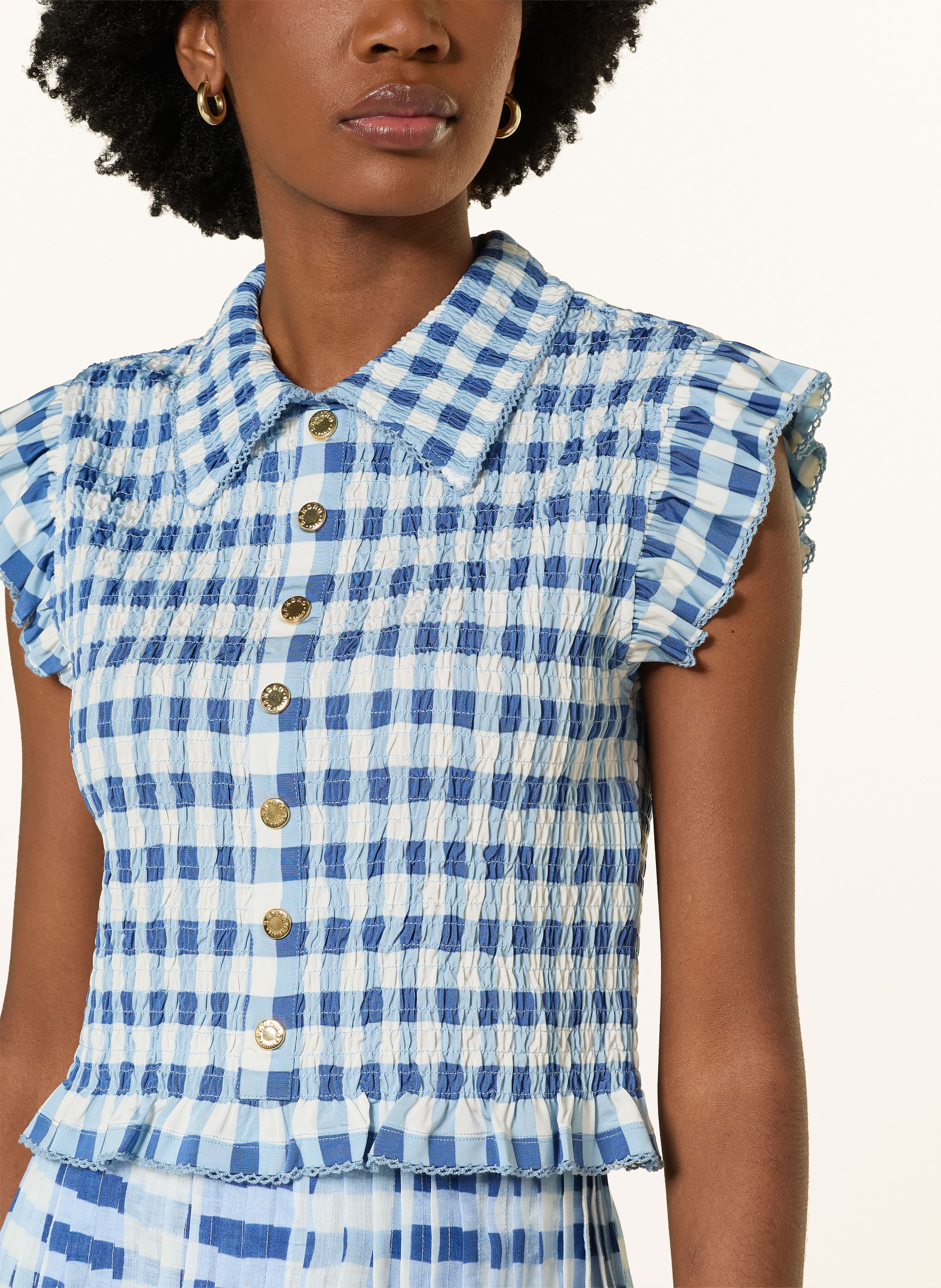 Thumbnail - Sandro Blusenshirt Mit Rüschen blau