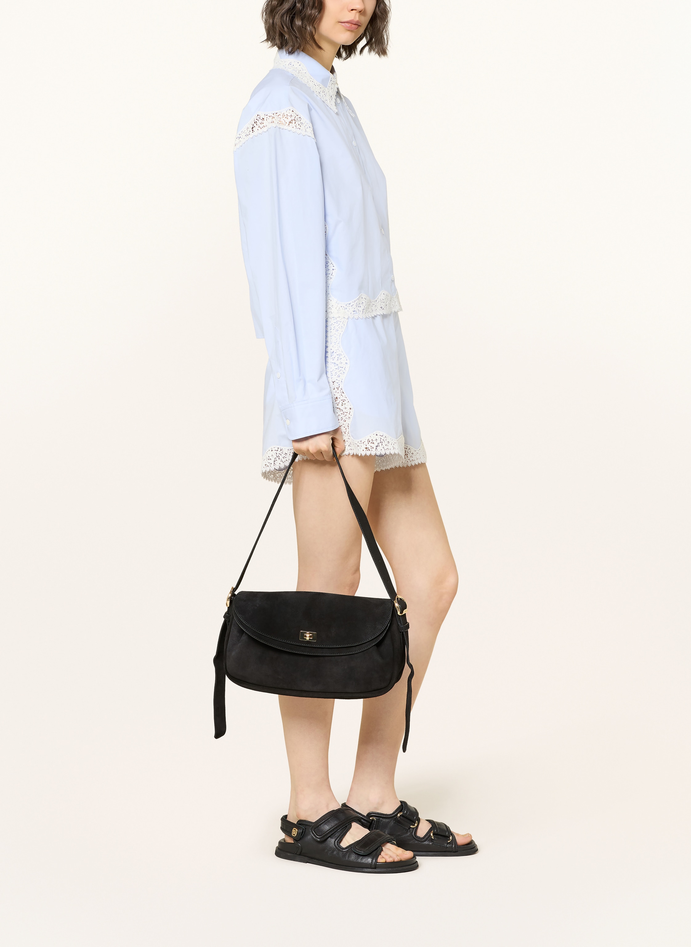 Thumbnail - Sandro Shorts Mit Spitze blau