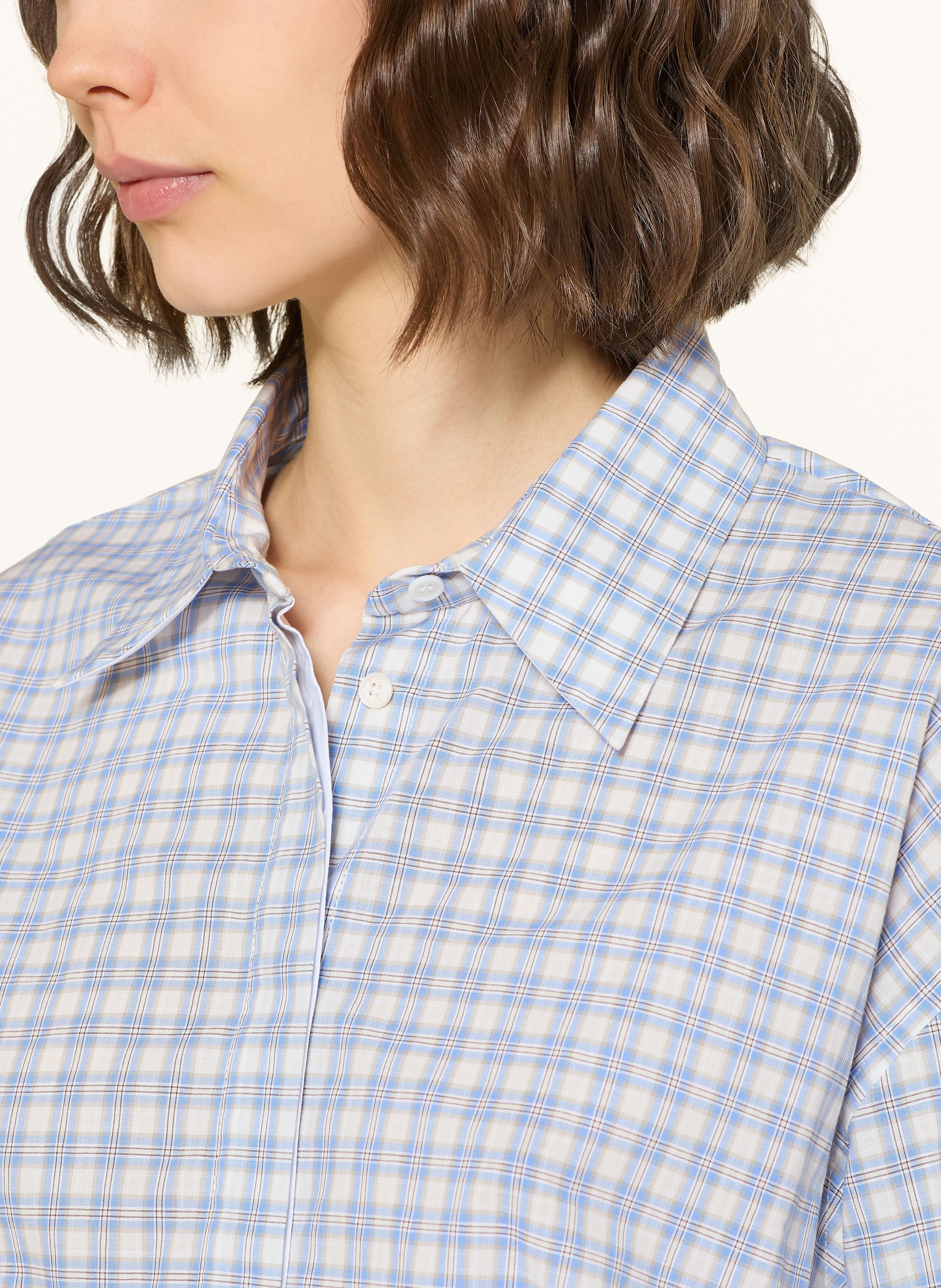 Thumbnail - Sandro Cropped-Hemdbluse Mit Cut-Outs blau