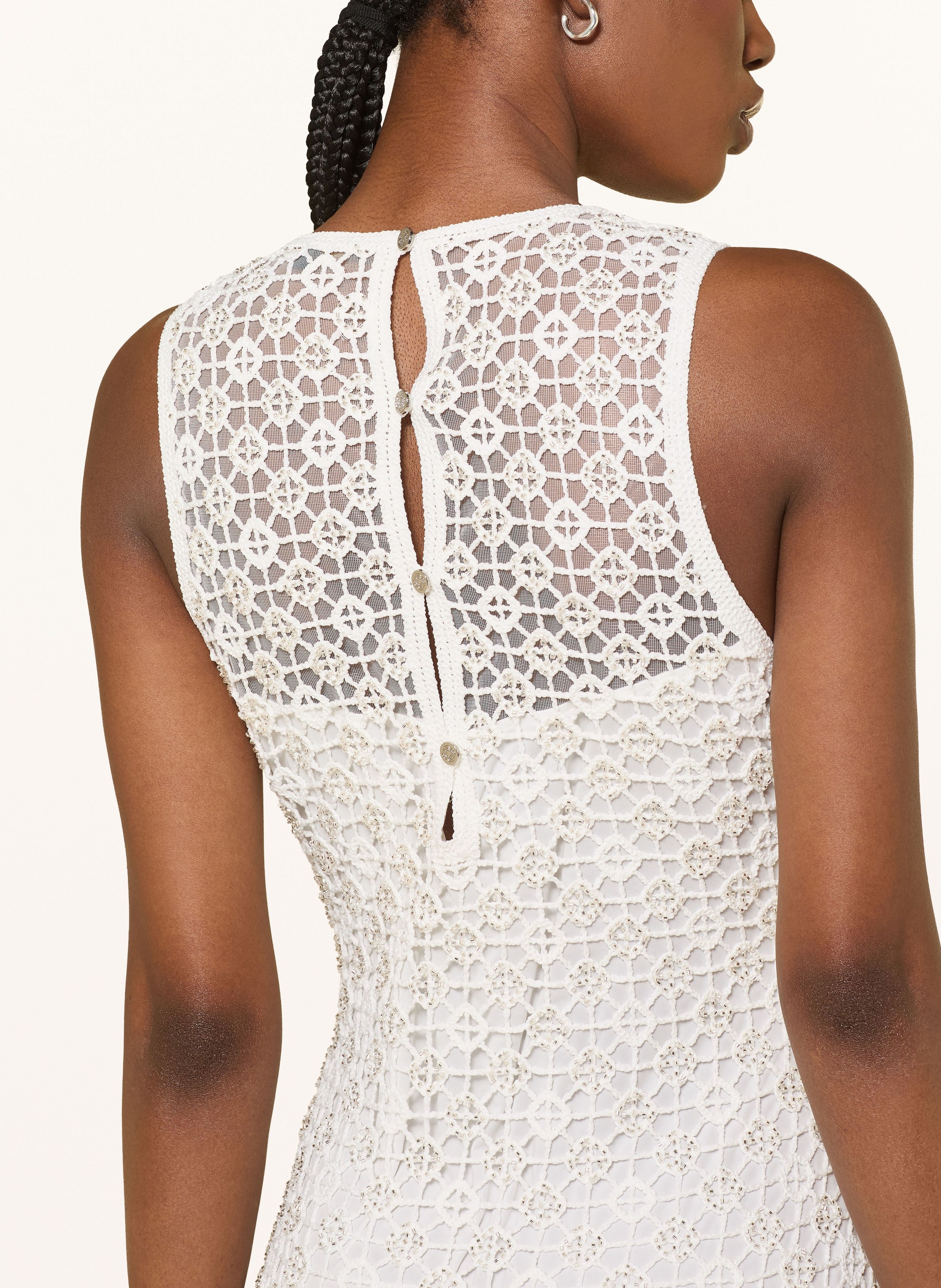 Thumbnail - Maje Häkelkleid Mit Schmuckperlen weiss