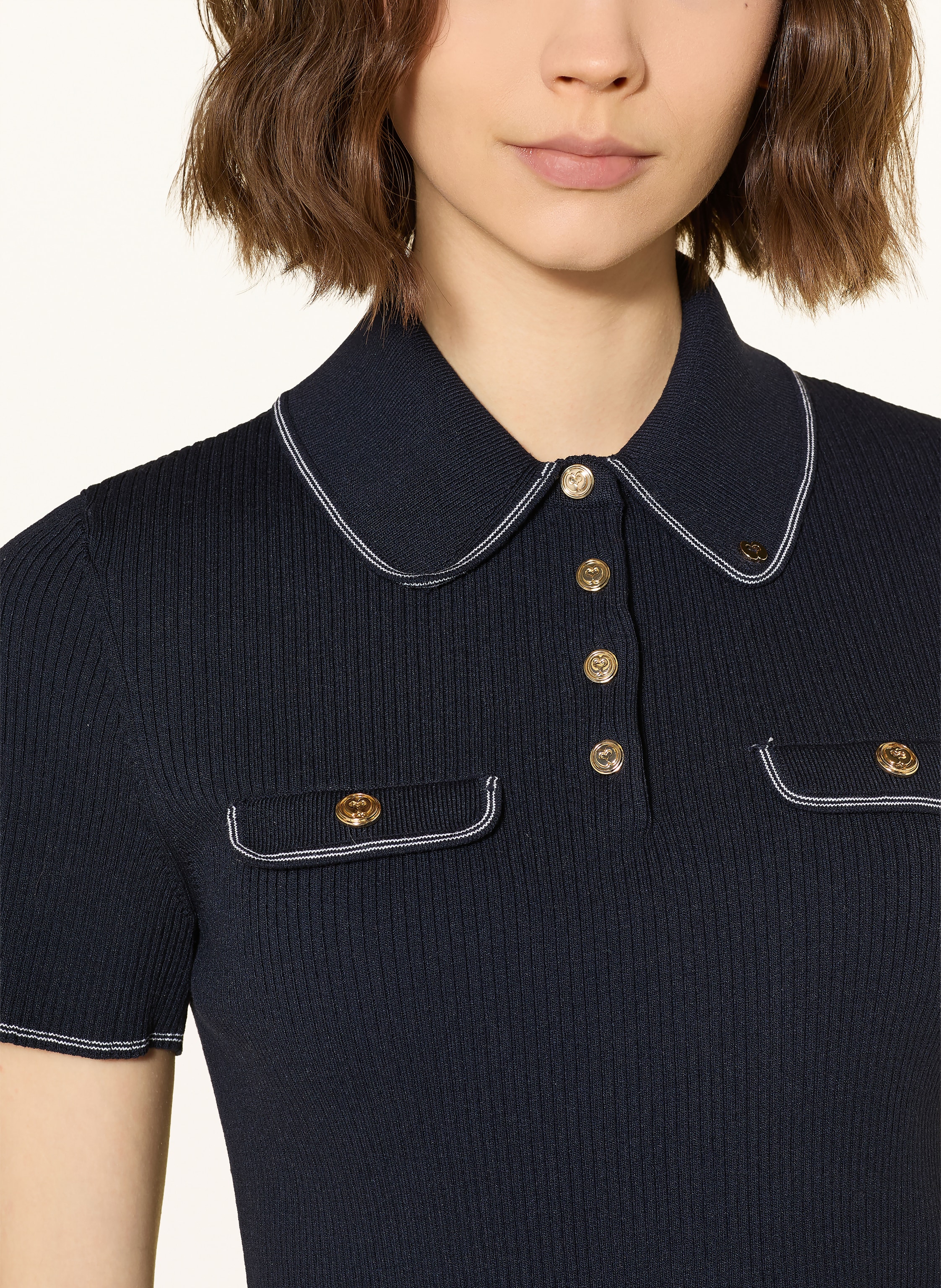 Thumbnail - Maje Strick-Poloshirt blau